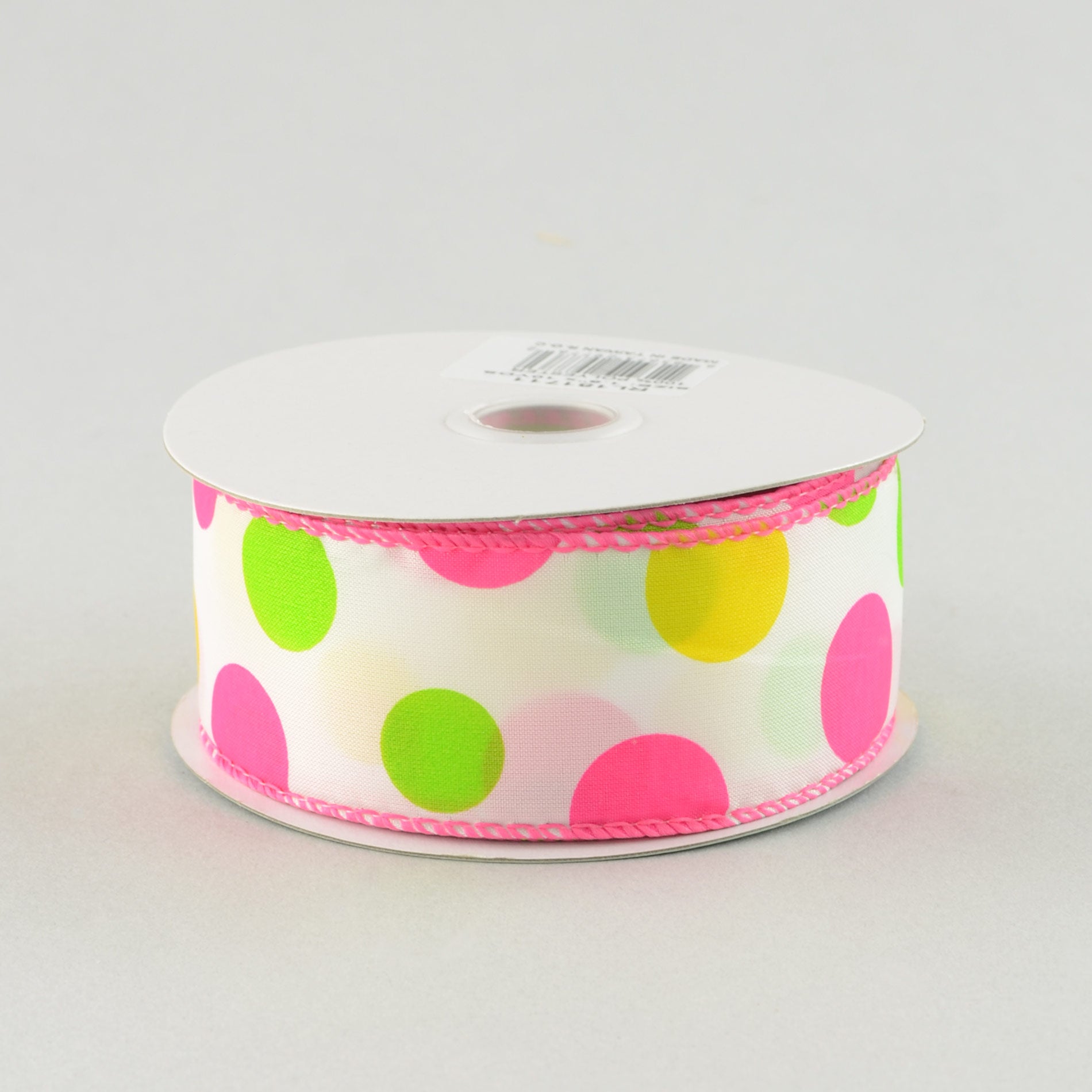 1.5 Inch Polka Dot Ribbon - Pink, Lime & Yellow Decorative Ribbon (10 Yards) for Gift Wrapping, Crafts, DIY Projects & Party Decorations
