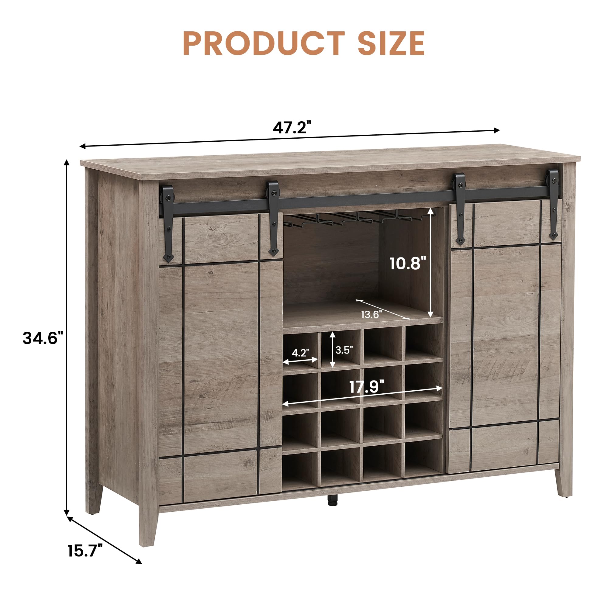 Farmhouse Coffee Bar Cabinet with Storage - 47