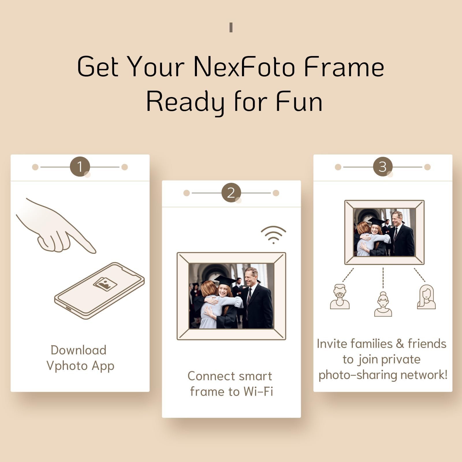 10.1 Inch WiFi Digital Photo Frame with 32GB Storage & IPS Touch Screen - NexFoto Smart Digital Picture Frame for Easy Photo & Video Sharing via App - Perfect Gift for Mom, Dad, Family - Wall Mountable for Home, Office & Bedroom Decor