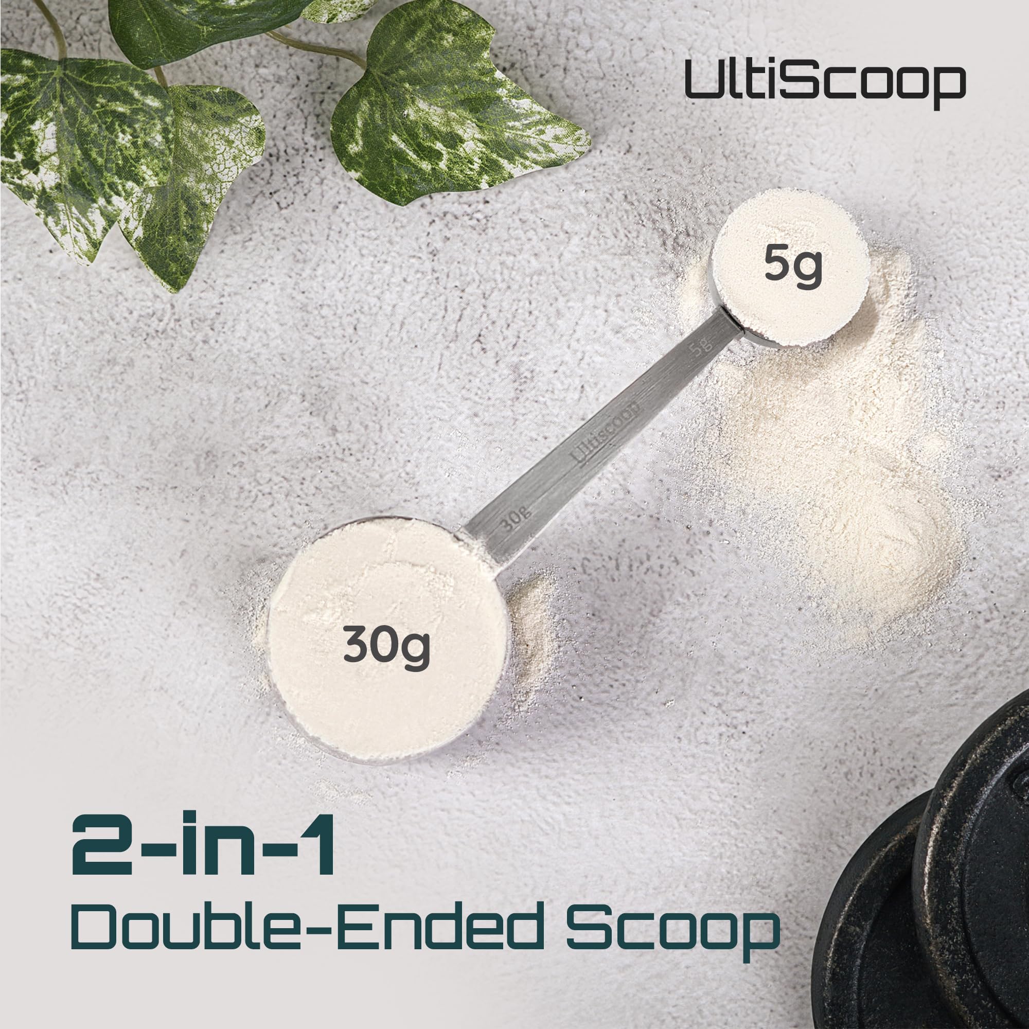 Dual-Sided Stainless Steel Protein Scoop 30g & 5g - Precision Measuring Spoon for Creatine, Pre-Workout, Protein Powder - Perfect for Coffee, Spices, Baking & Cooking - Ideal for Kitchen, Gym & Supplement Use