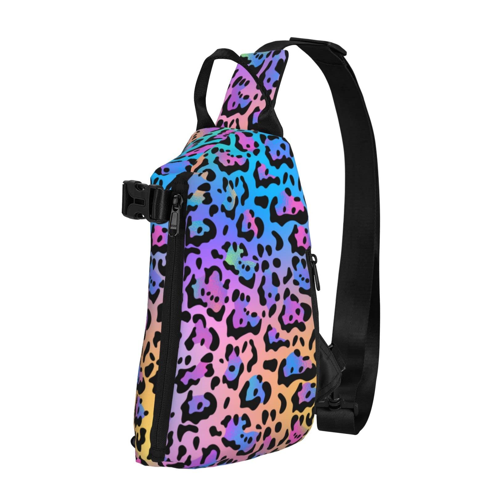 Stylish Purple Leopard Print Sling Backpack - Lightweight Crossbody Chest Bag for Men & Women | Perfect for Travel, Hiking & Daily Use