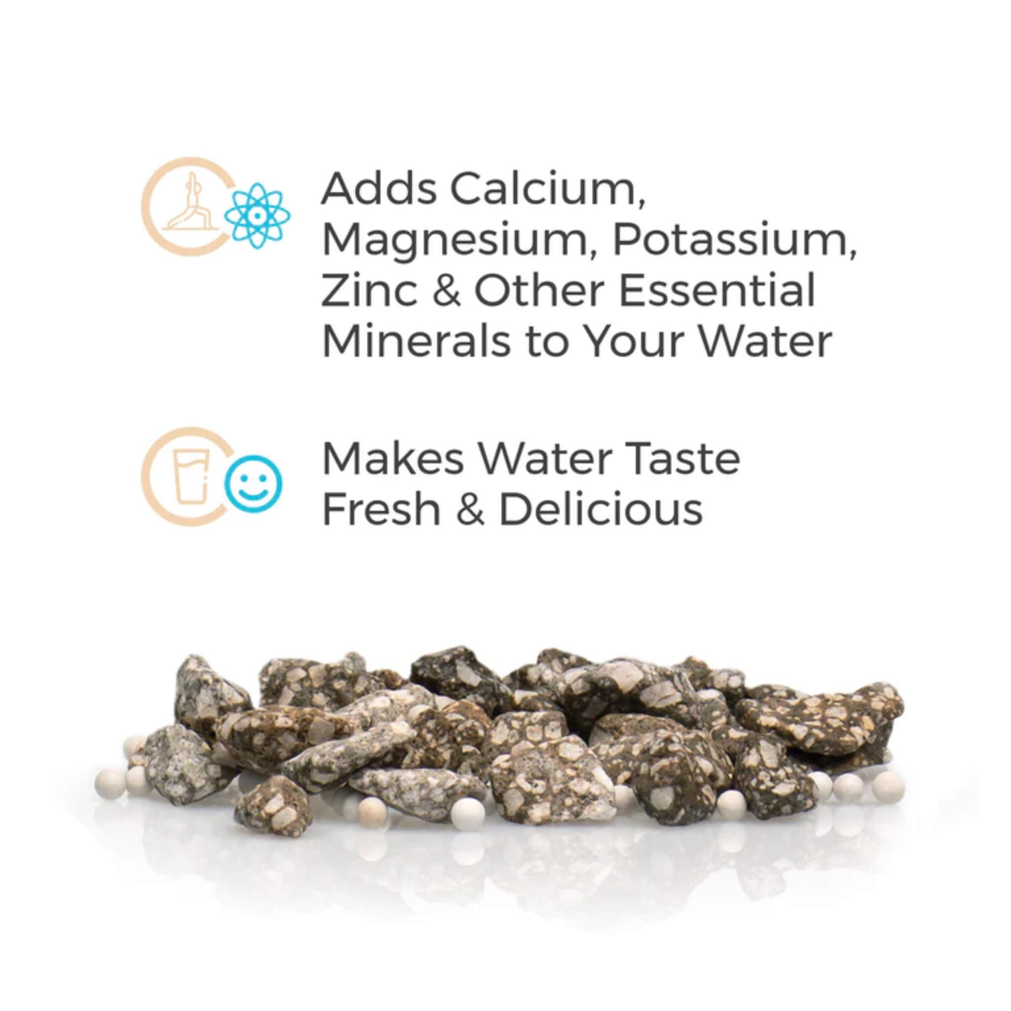 Santevia Mineral Stones for Water Filtration - Natural Alkaline pH Balancing Stones for Pitchers, Dispensers & Countertop Systems - Improve Taste & Add Essential Minerals to Drinking Water