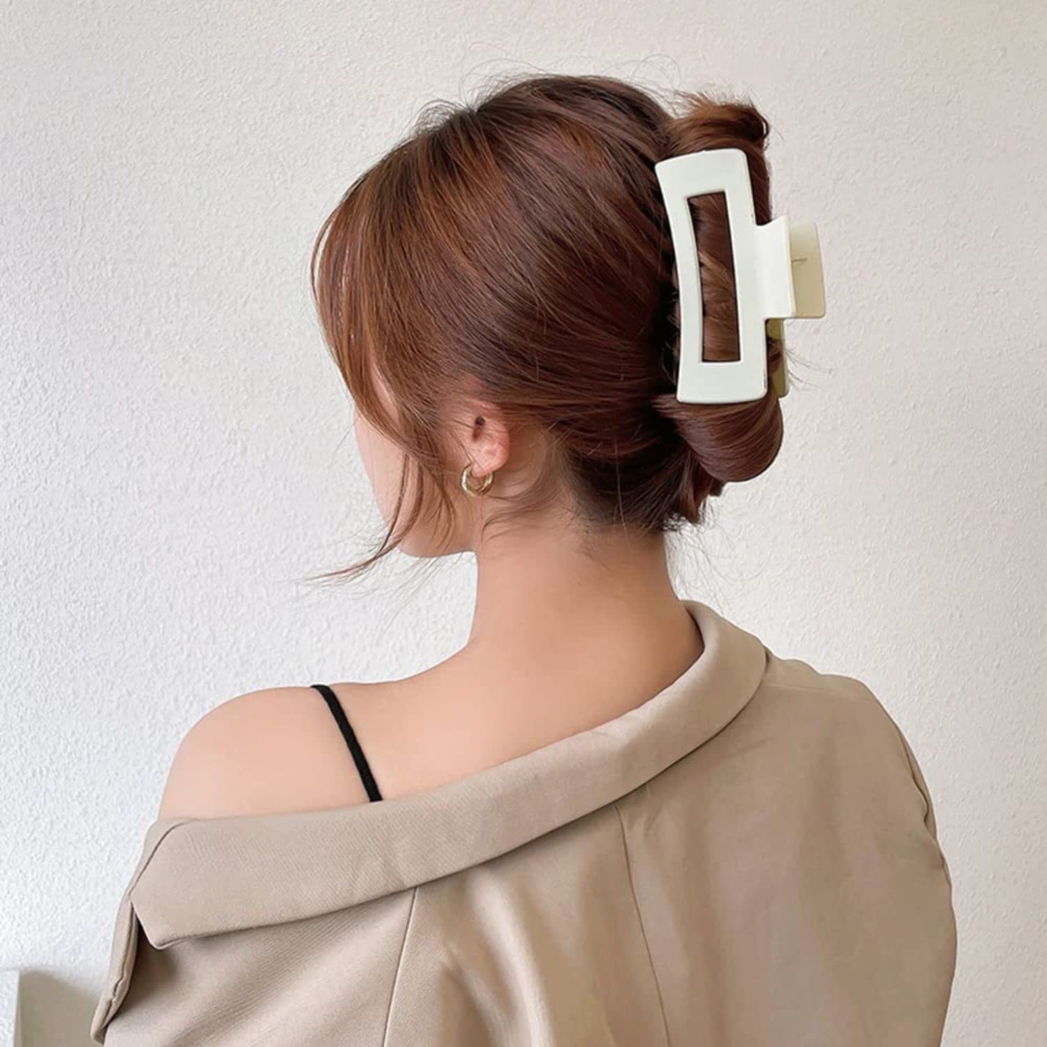 Minta Large Matte Rectangle Hair Claw Clips for Women & Girls - Non-Slip Jaw Clips for Thick Hair (2-Pack) - Perfect for Ponytails, Buns & Everyday Hairstyles