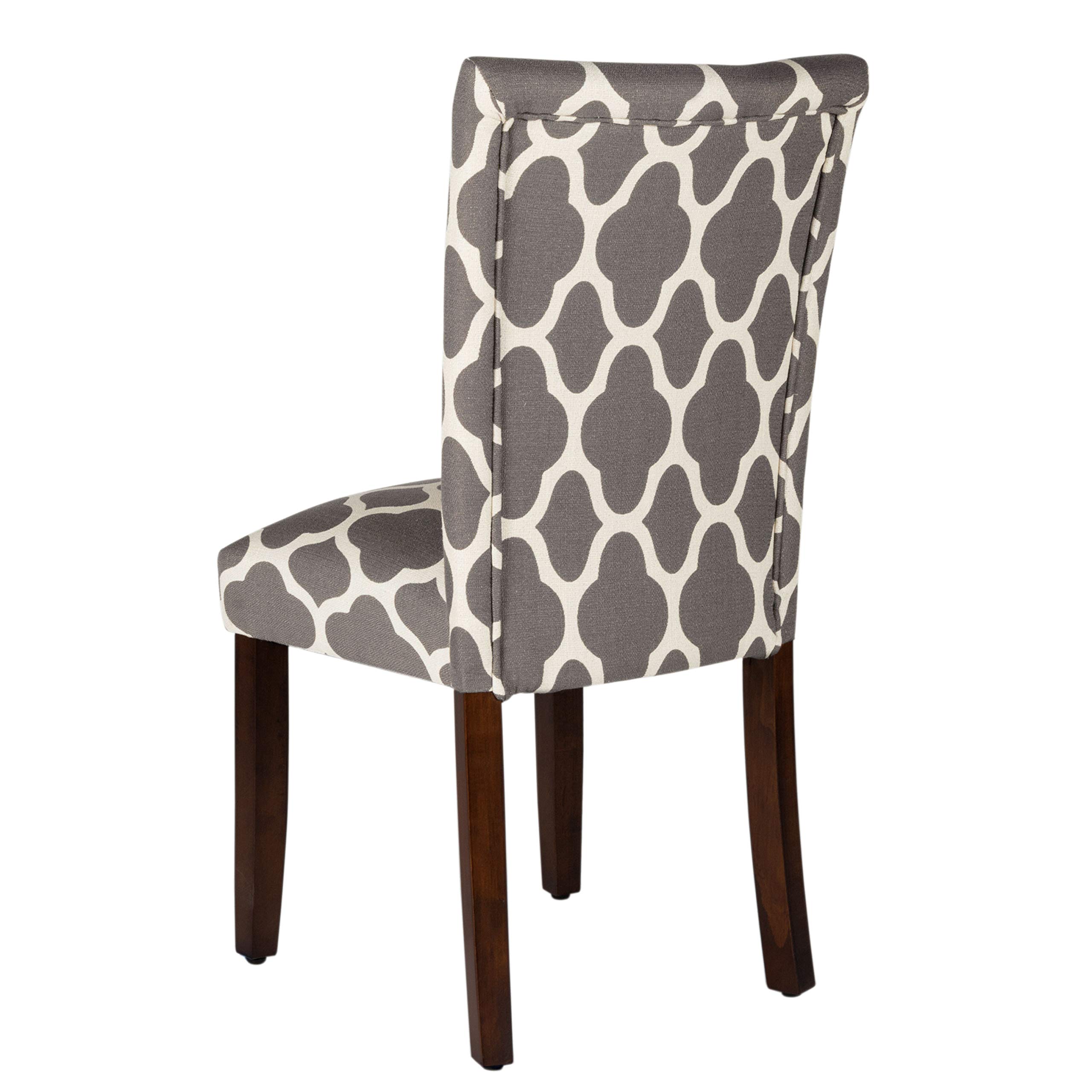HomePop Parsons Classic Upholstered Dining Chairs Set of 2 - Grey and Cream Geometric Pattern Modern Accent Chairs for Dining Room, Kitchen, Office or Living Room Decor