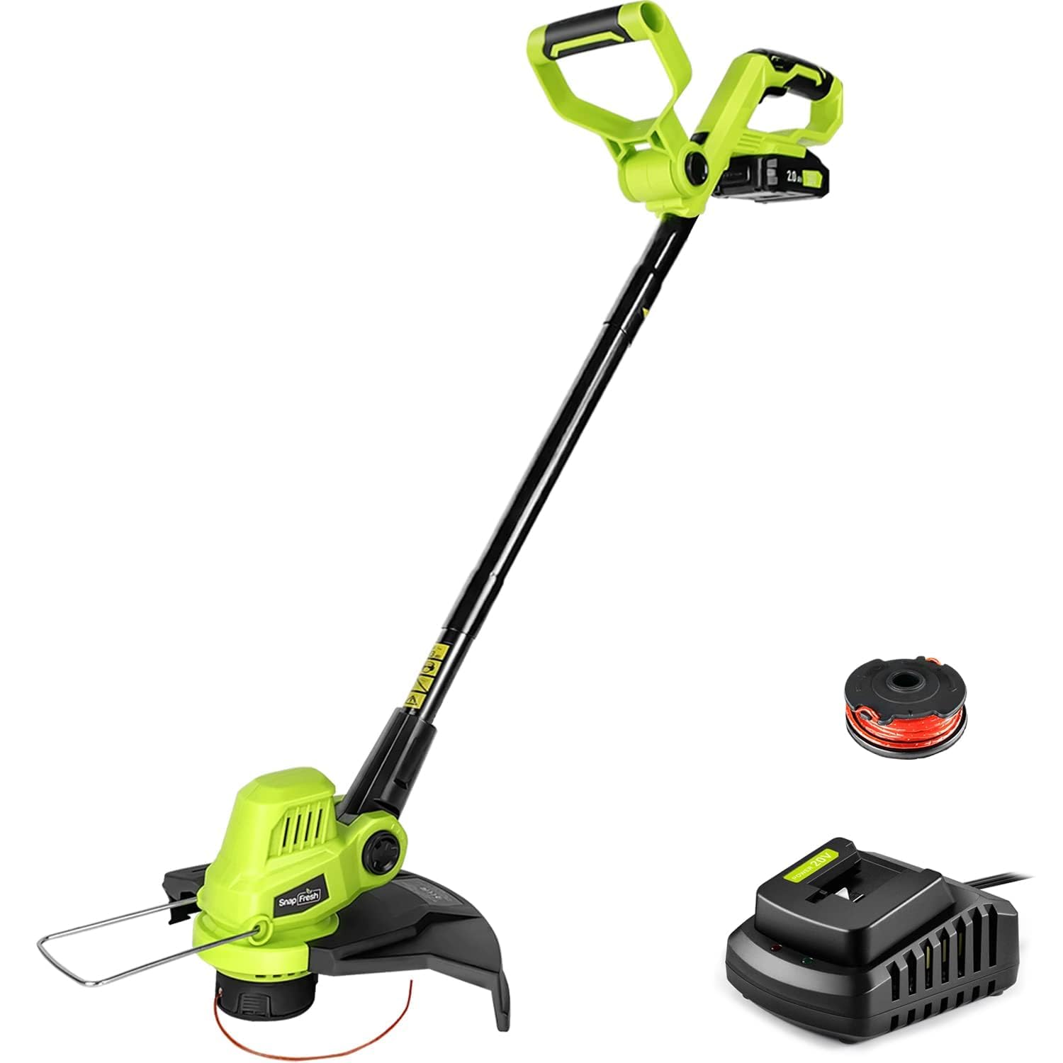 **SnapFresh 20V Cordless String Trimmer - Electric Lawn Trimmer with 2.0Ah Battery & Fast Charger, Lightweight Adjustable Angle Trimmer for Garden, Yard, and Lawn Edging - Perfect for Home Landscaping and DIY Lawn Care**