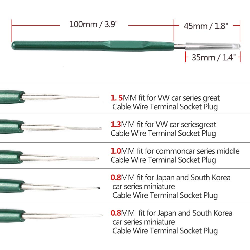5Pcs Automotive Wiring Harness Terminal Removal Tool Kit - Car Electrical Connector Pin Extractor Set for Wiring Repair & Maintenance (Ideal for Mechanics, DIY Auto Electrical Work)