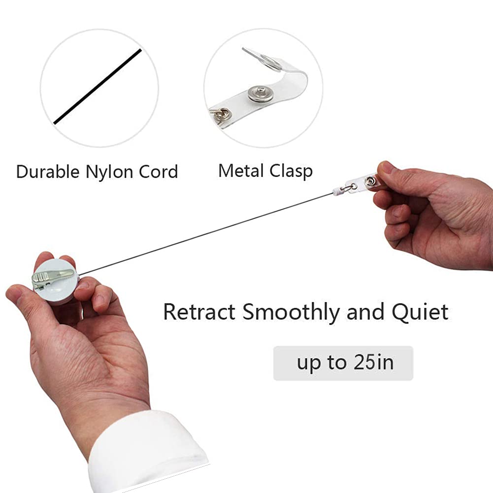 Retractable Badge Holder with Alligator Clip - 4 Pack Cute Marble Nursing ID Card Reel for Nurses, Teachers, and Healthcare Professionals - Perfect for Hospitals, Schools, and Office Workplaces