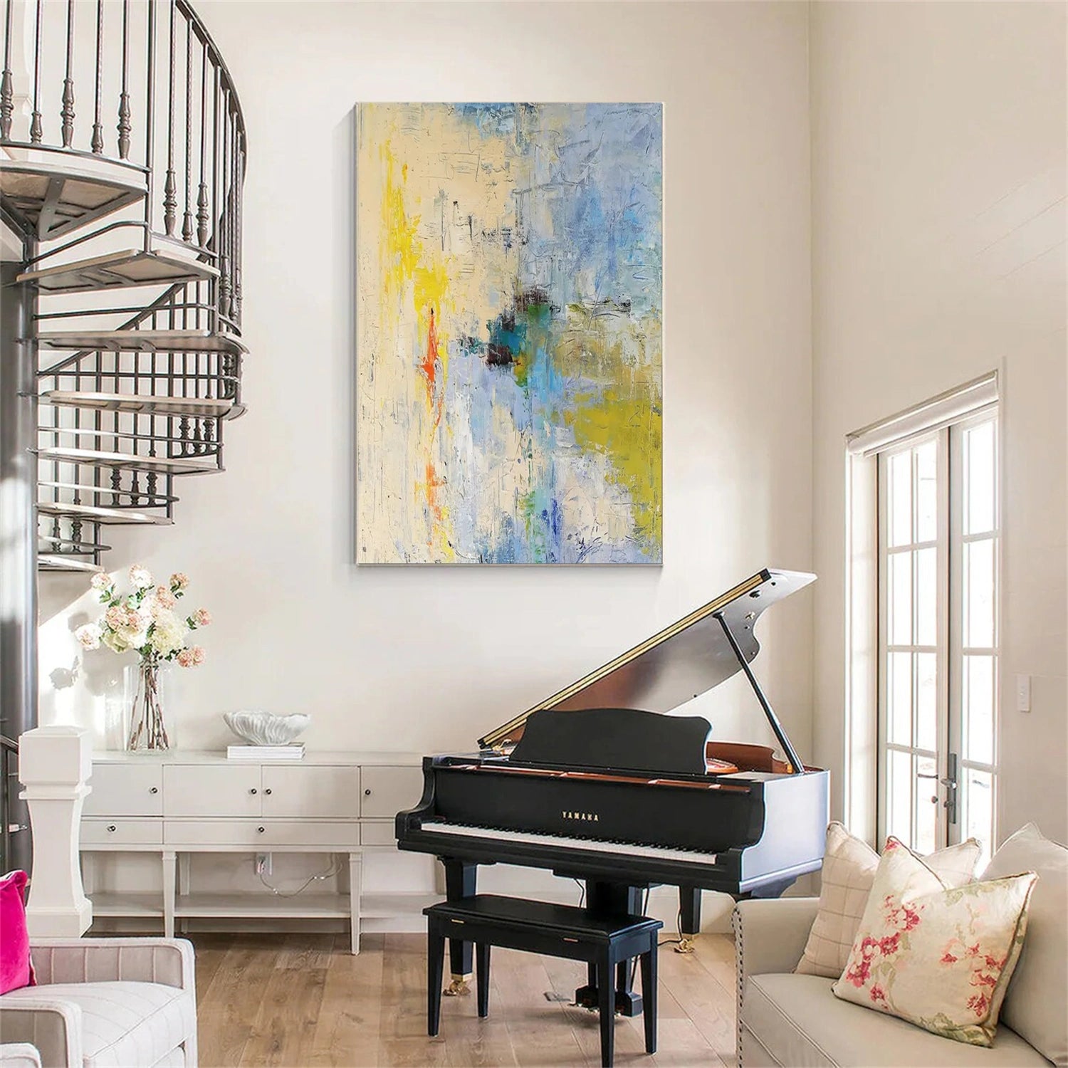 Blue & Green Abstract Wall Art Canvas Print #BG126 - Modern Home Decor for Living Room, Bedroom & Office