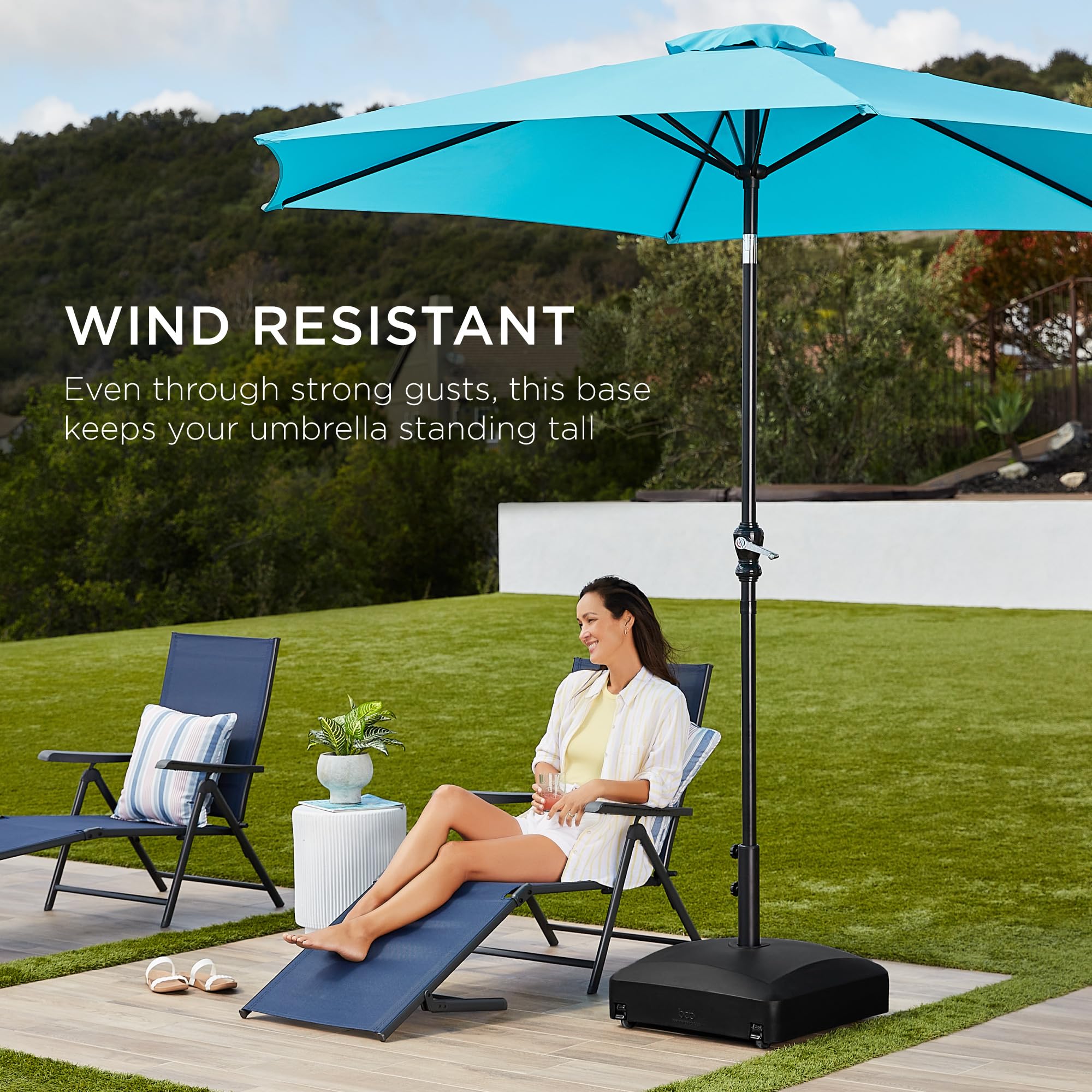 Best Choice Products Heavy Duty Fillable Mobile Patio Umbrella Base with 4 Wheels & 2 Locks - 137lb Capacity for Outdoor Market Stands, Restaurants, and Poolside Use