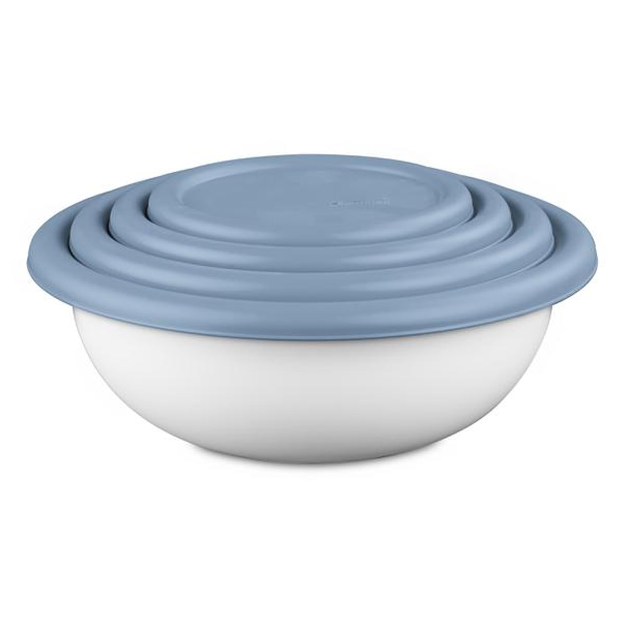 Sterilite 6-Piece Plastic Nesting Mixing Bowls with Lids & Pour Spouts - BPA-Free Food Storage Containers for Meal Prep, Baking & Kitchen Organization (Washed Blue) - Perfect for Cooking, Serving & Leftovers Storage