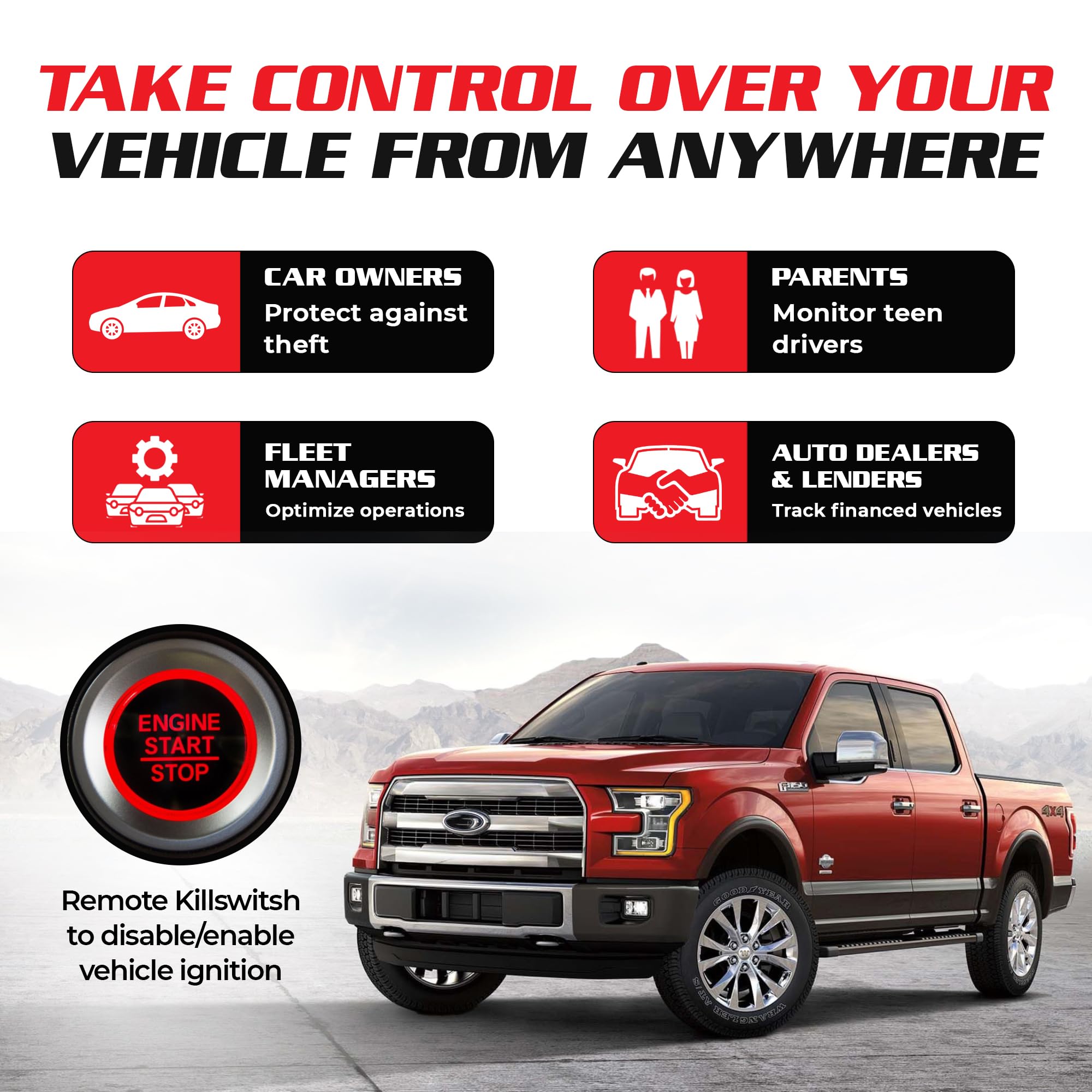 4G Hardwired GPS Tracker with Kill Switch - Real-Time Vehicle Tracking & Remote Ignition Disable | Starter Disable GPS Device for Car Security | Perfect for Fleet Management, Teen Driver Monitoring & Anti-Theft Protection