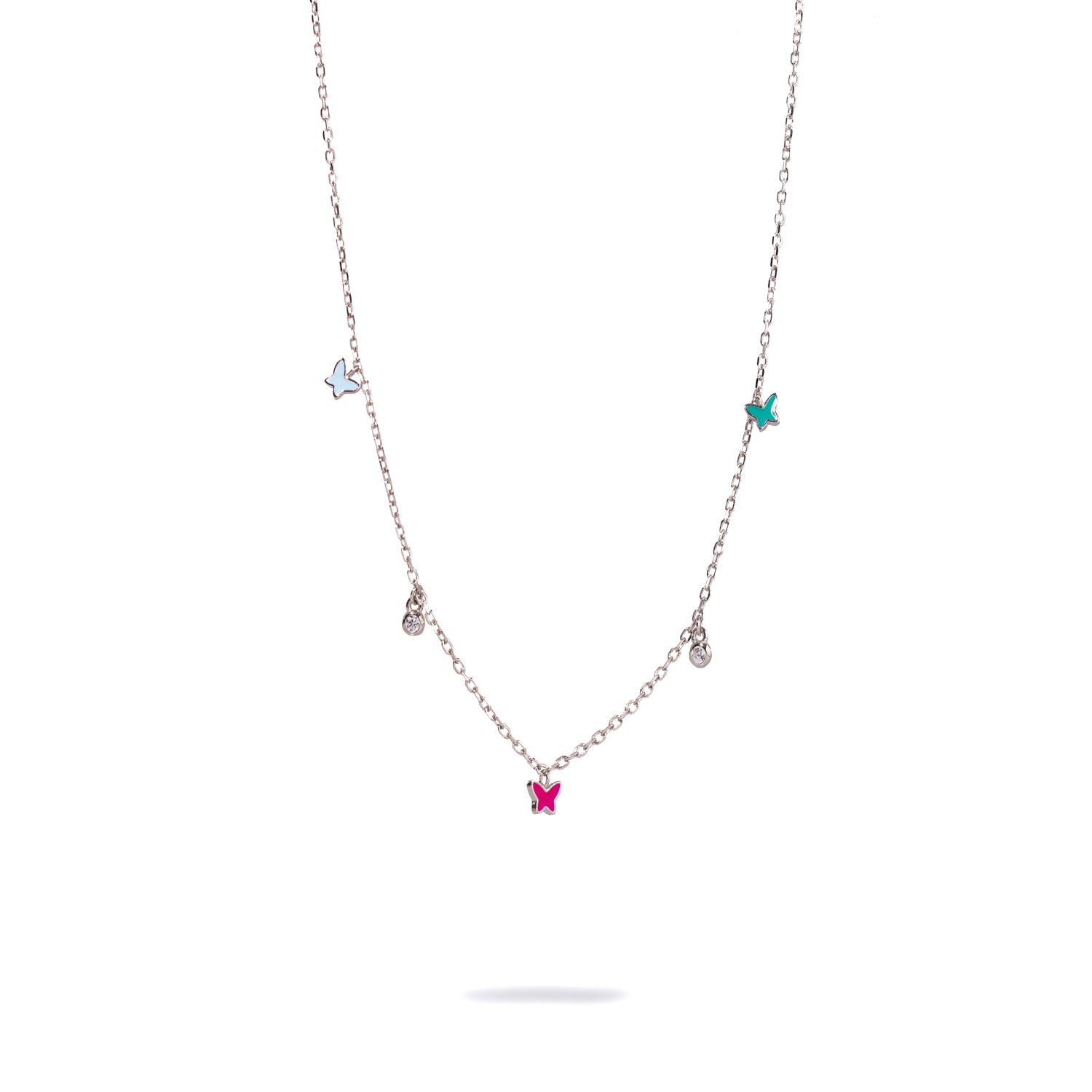Exquisite Rainbow Butterfly Sterling Silver & Diamond Choker Necklace | Elegant 925 Silver Jewelry with Genuine Diamonds | Perfect for Weddings, Date Nights & Special Occasions