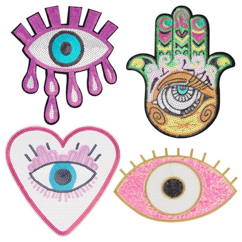 Pink Evil Eye Beaded Patches
