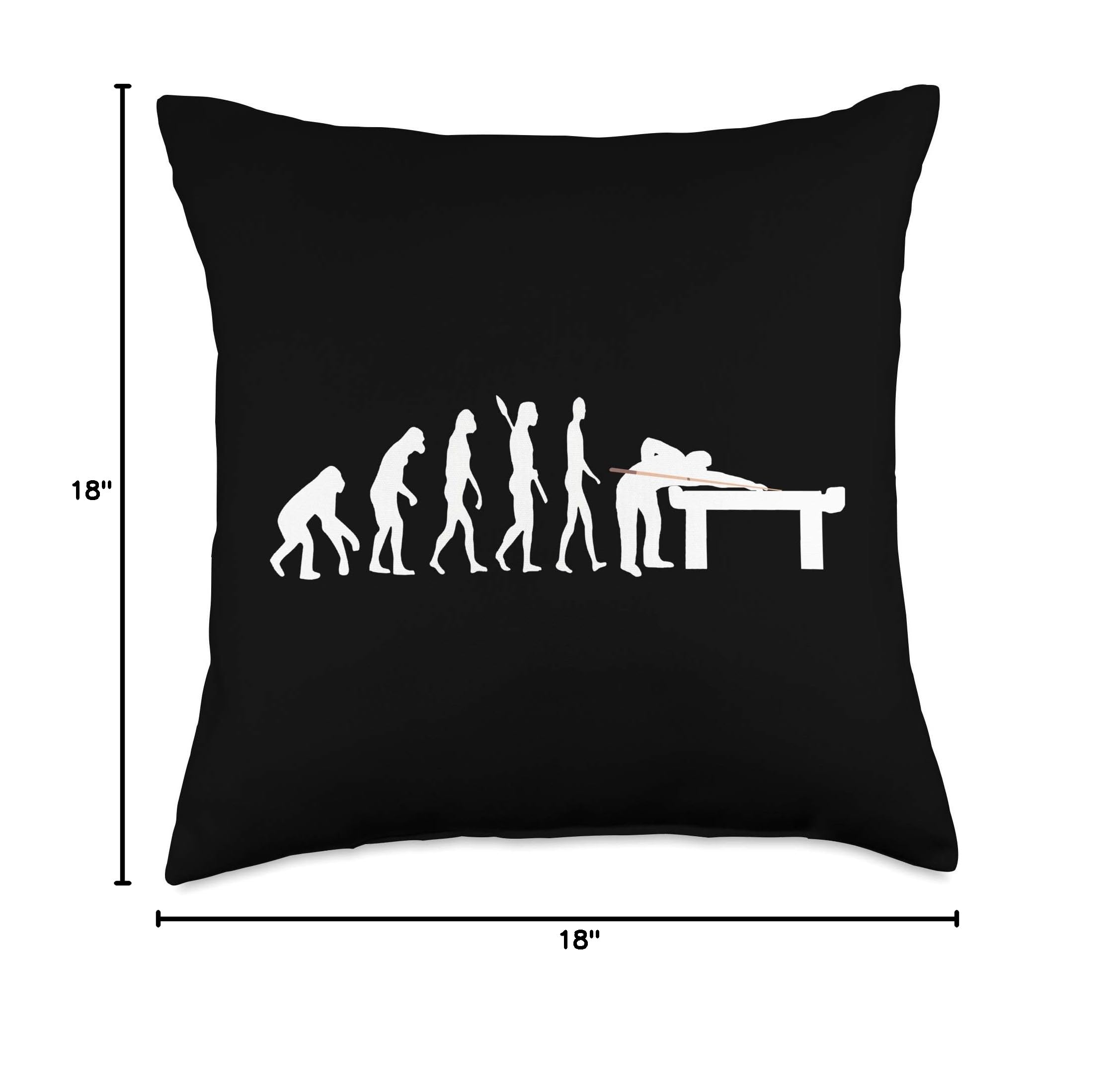 Premium Pool Billiard Evolution Snooker Player Table 8 Ball Throw Pillow - Perfect for Game Rooms, Man Caves & Sports Themed Decor