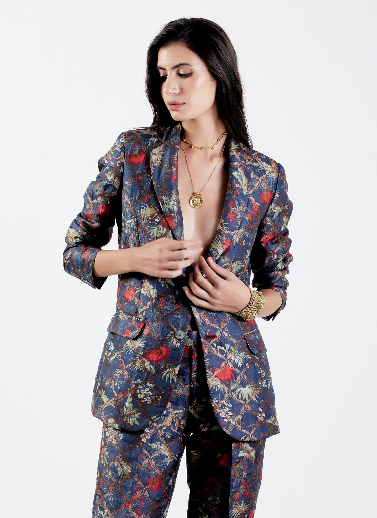 Elegant Rana Blazer in Silk Brocade Berry Color - Perfect for Office Wear, Business Meetings & Formal Events