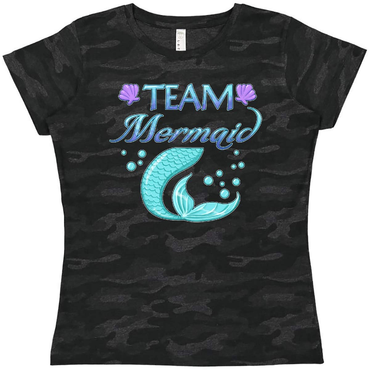 Inktastic Team Mermaid Women's T-Shirt | Cute Graphic Tee for Women | Soft Cotton Crewneck Top | Perfect for Beach Days, Mermaid Parties & Casual Wear
