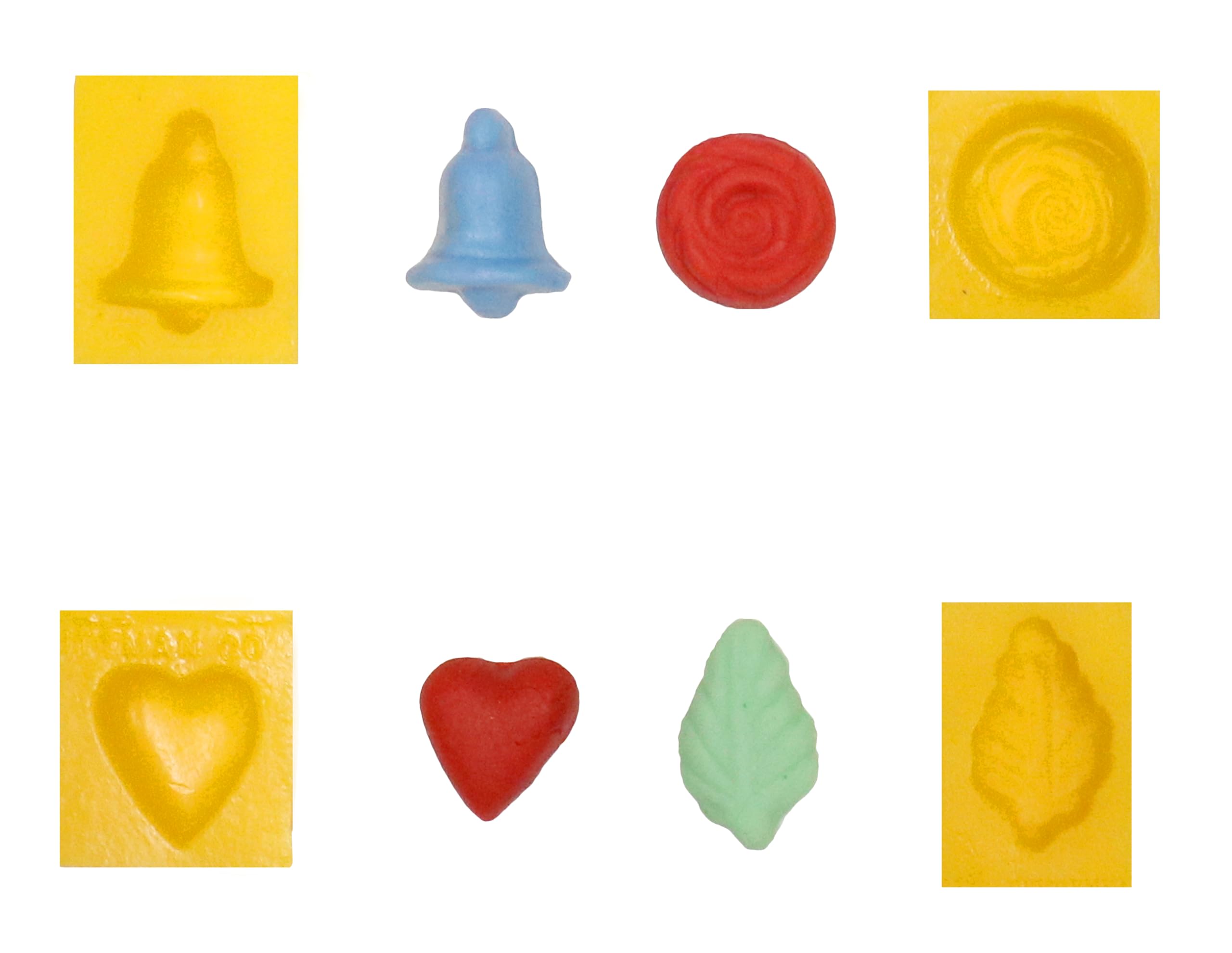 4-Cavity Flexible Silicone Mold Set - Leaf, Rose, Heart & Bell Shapes for Cream Cheese Mints, Chocolate, Fondant, Candies & Baking | Perfect for DIY Desserts, Soap Making & Candy Crafts