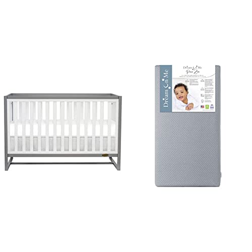 Dream On Me Arlo 5-in-1 Convertible Crib & Pure Zen 2-in-1 Infant Toddler Mattress – GREENGUARD Gold & JPMA Certified, Copper-Infused Layer for Safe & Comfortable Baby Sleep | Perfect for Nursery, Daycare & Travel