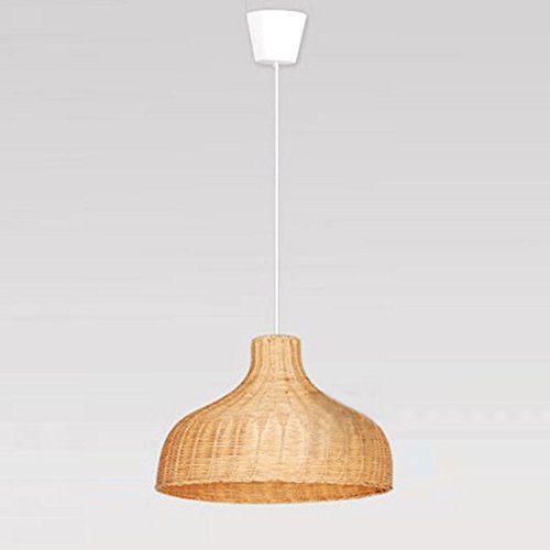 Handwoven Rattan Chandelier - Natural Wicker Pendant Light for Dining Room, Bedroom, Balcony | Boho Farmhouse Decor | Southeast Asian Inspired Hanging Lamp (Yellow) - Perfect for Cozy Home, Cafe and Vacation House Lighting