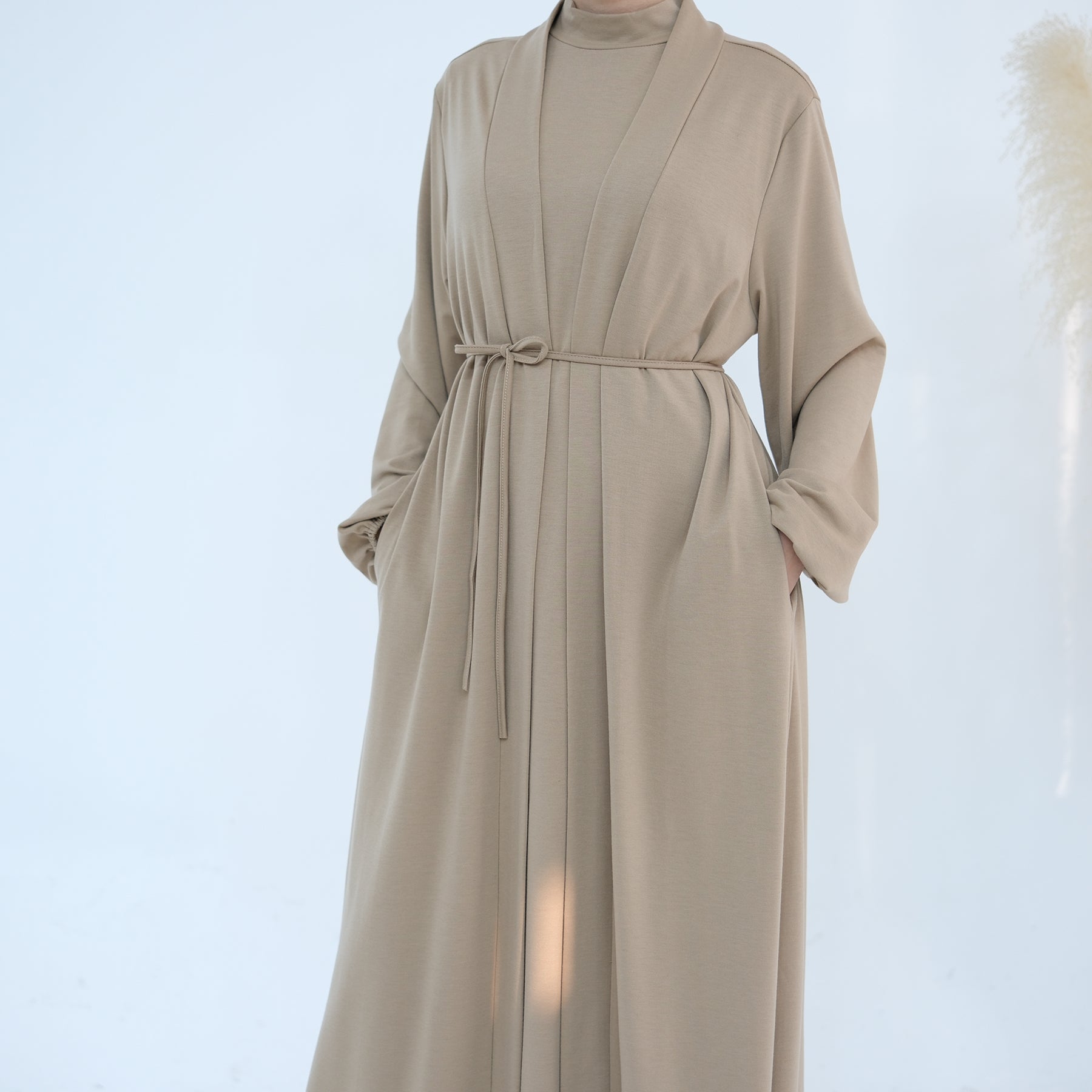 Jojo 3-Piece Modal Abaya Set in Beige - Premium Comfort Prayer Dress for Women - Perfect for Ramadan, Eid & Islamic Occasions
