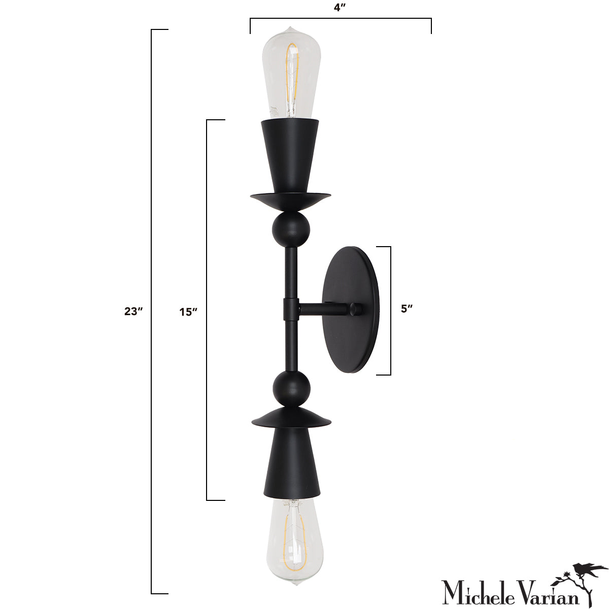Black Double Polyform Wall Sconce Light - Modern LED Fixture for Bedroom, Hallway & Living Room Lighting Decor