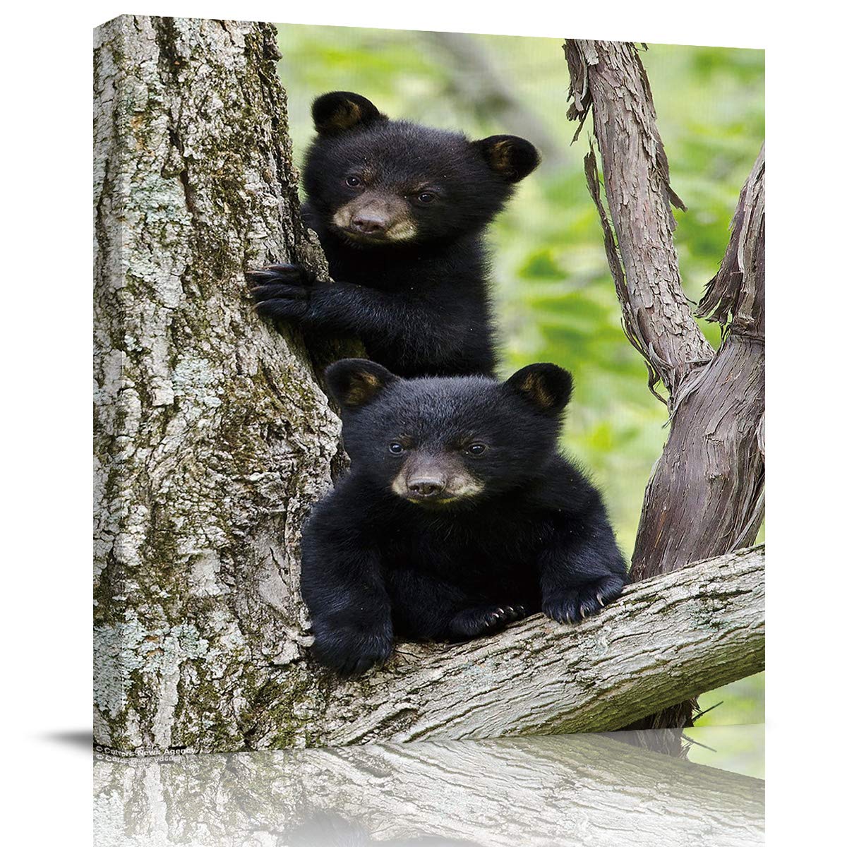 3D Little Black Bear Canvas Wall Art - Framed Abstract Animal Painting Print for Bedroom, Bathroom & Kitchen Decor - Ready to Hang Gift (28