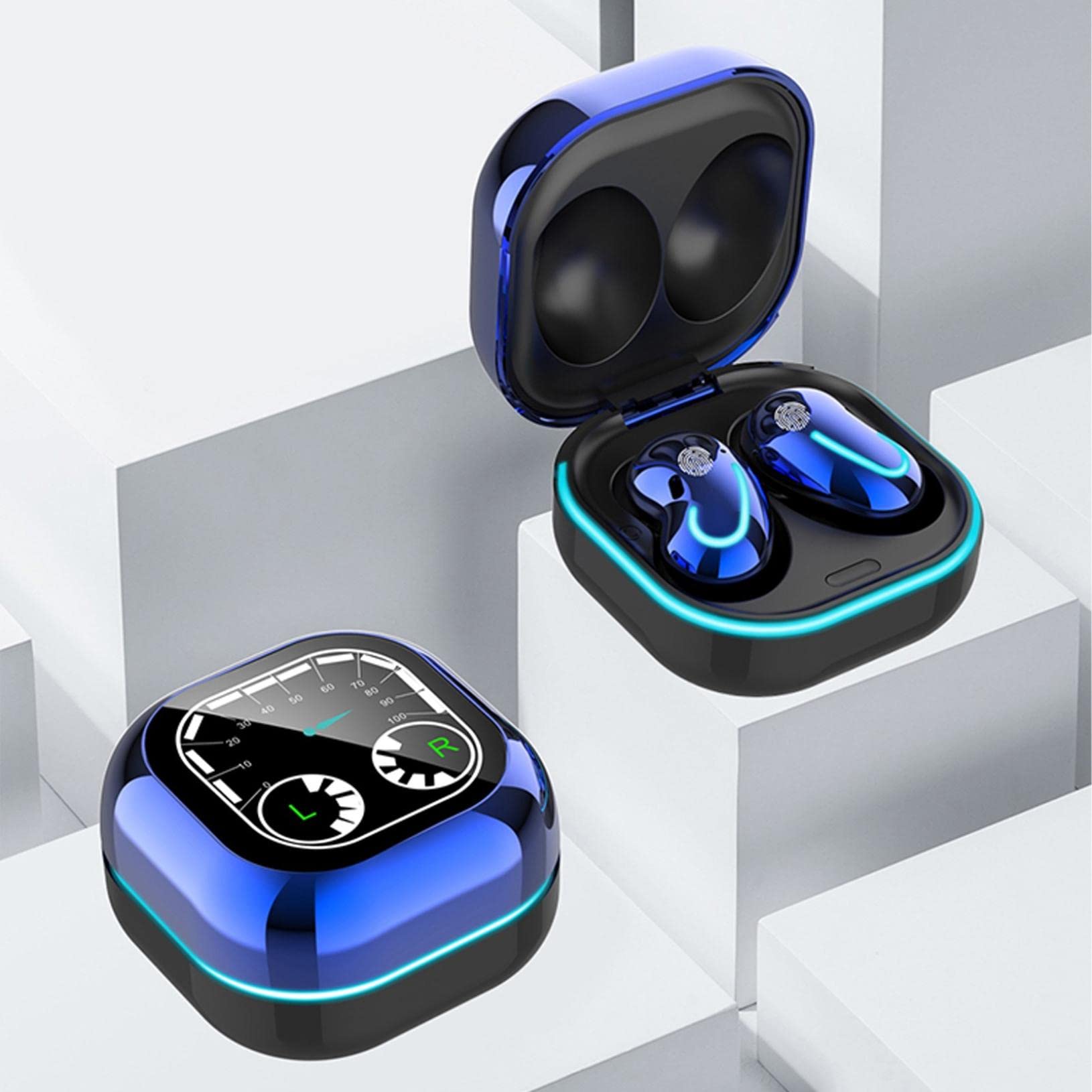 Premium Wireless Bluetooth Earbuds - Lightweight In-Ear Headphones with Built-in Mic, Immersive HD Sound & Charging Case (Blue) | Perfect for Gym, Running, Commuting & Work Calls