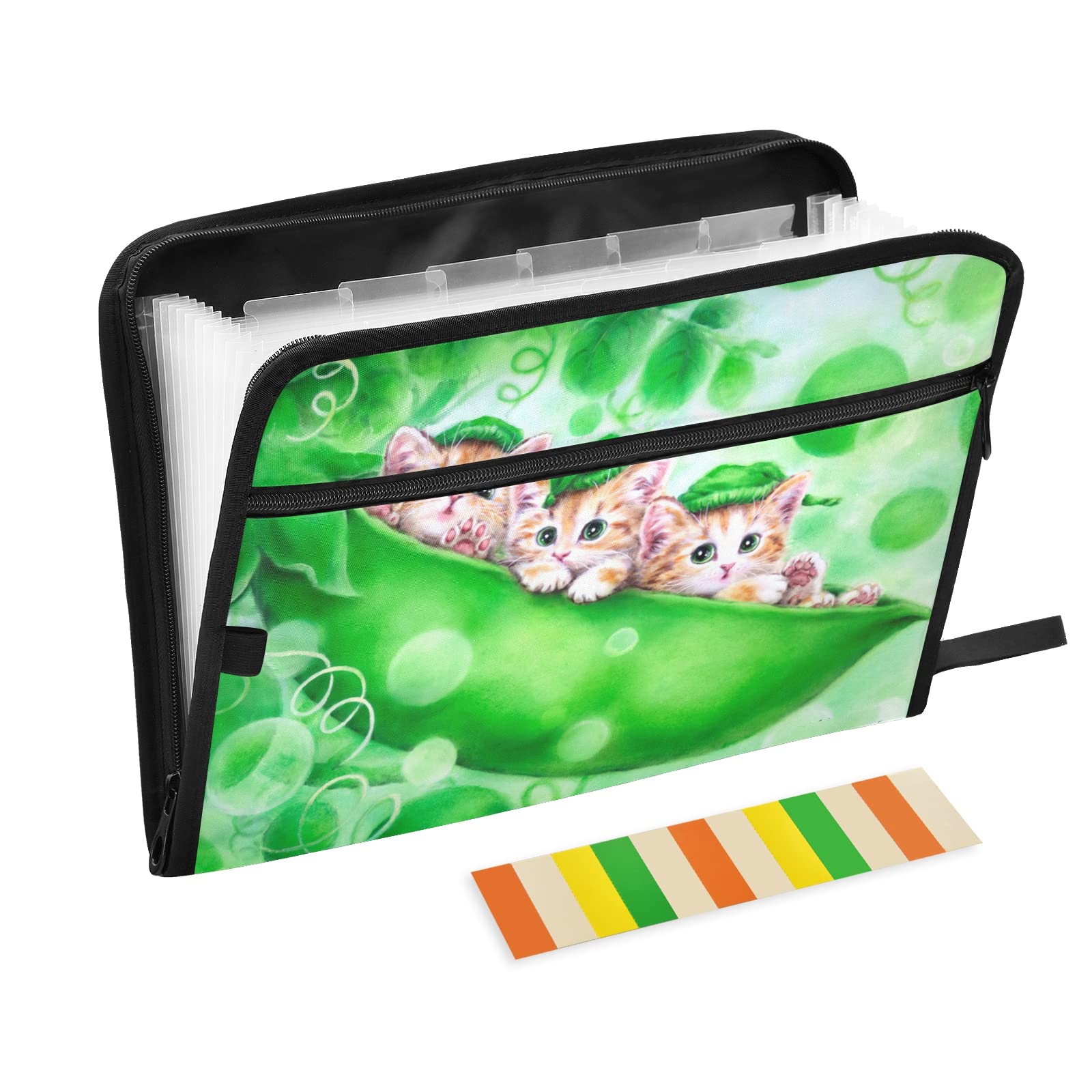 UMIRIKO 13 Pocket Expanding File Folder with Sticky Labels - Accordion Document Organizer for A4 Letter Size - Zippered File Folder for Office, School, Home Organization (Black) - Perfect for Bills, Receipts, Tax Documents & Paperwork Storage