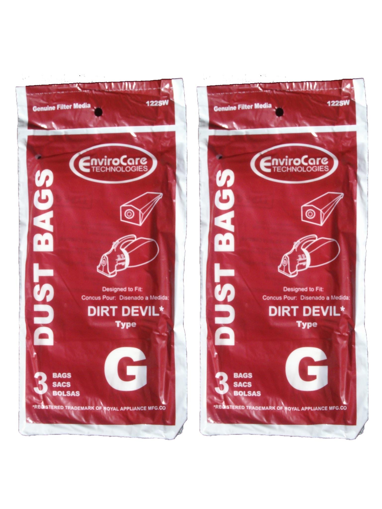EnviroCare 6-Pack Replacement Vacuum Cleaner Dust Bags - Compatible with Royal & Dirt Devil Type G Handheld Vacuums | Perfect for Home Cleaning, Car Detailing & Pet Hair Removal