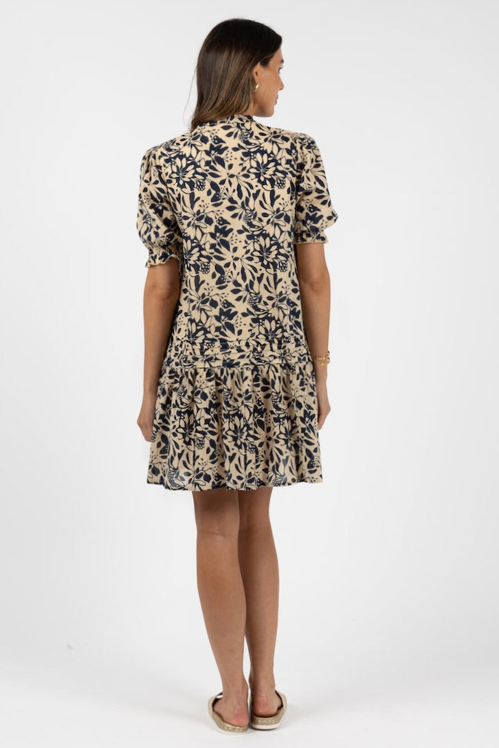 Eden Navy Print Shift Dress - Floral Summer Dress for Women, Casual Office Wear & Beach Vacation Outfit
