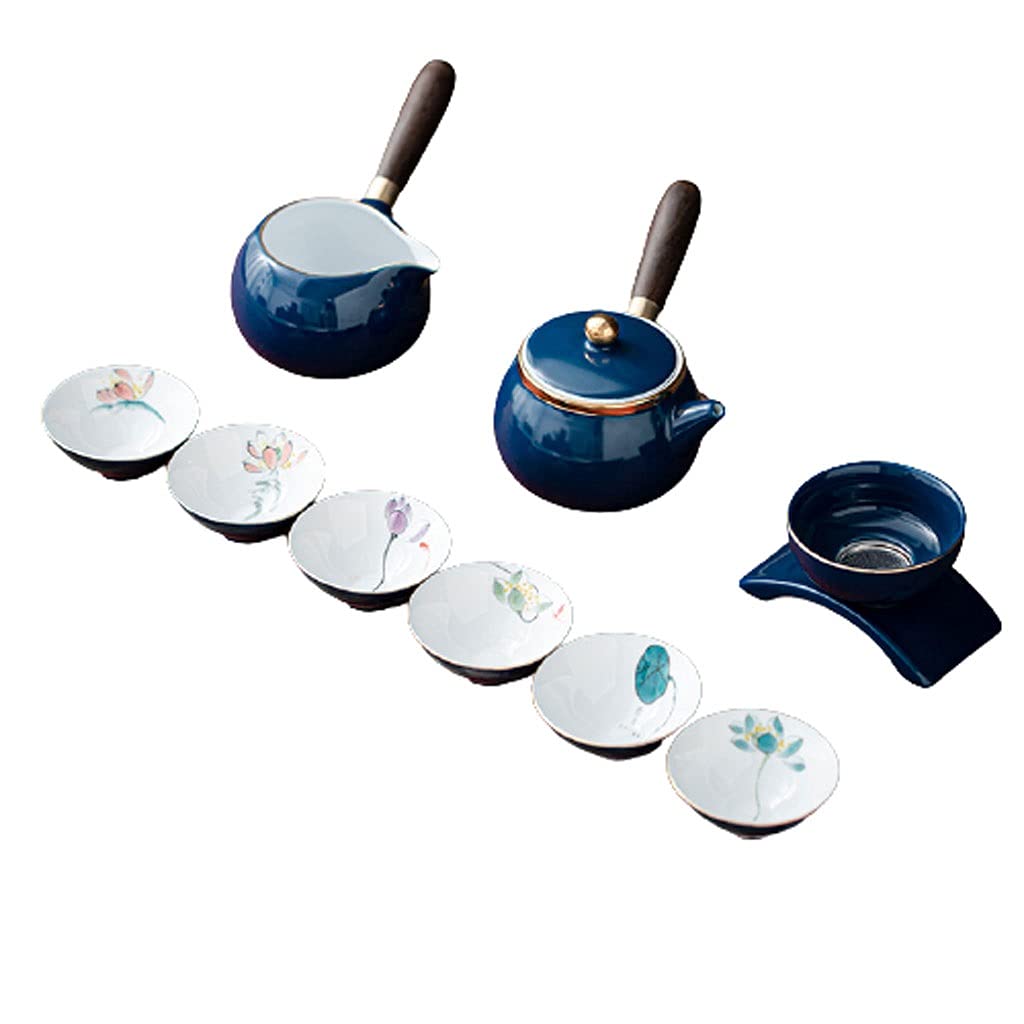 Handmade Ceramic Tea Set - Traditional Chinese Porcelain Kung Fu Tea Set with Hand-painted Design - Perfect for Tea Lovers, Gifts & Home Decor (Side Handle Teapot & Hat Cup) | Ideal for Tea Parties, Meditation & Asian-Inspired Home Decor