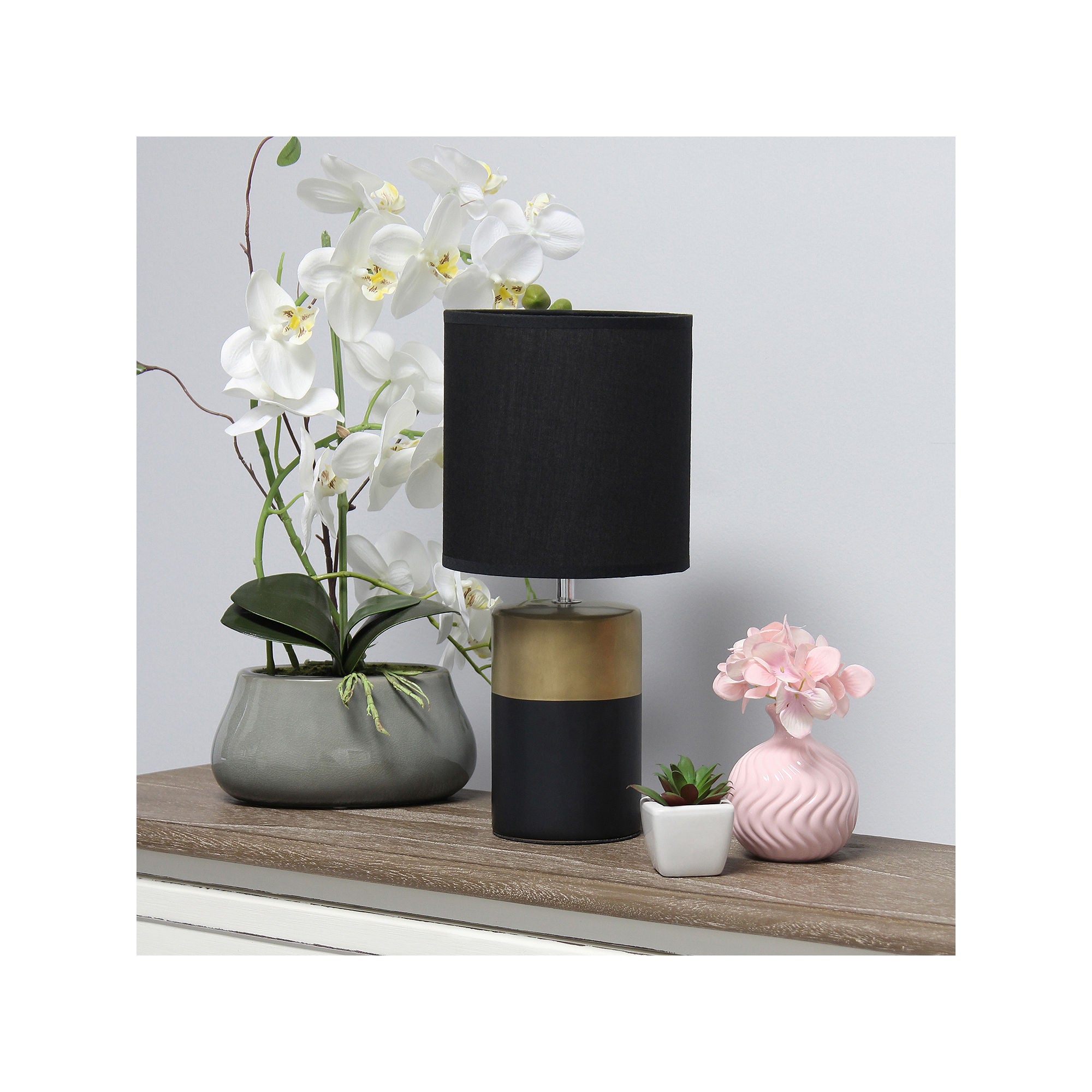 National Brand Two-Tone Porcelain Table Lamp LT1114 in Black & Gold - Elegant Home & Office Lighting for Living Room, Bedroom, or Study