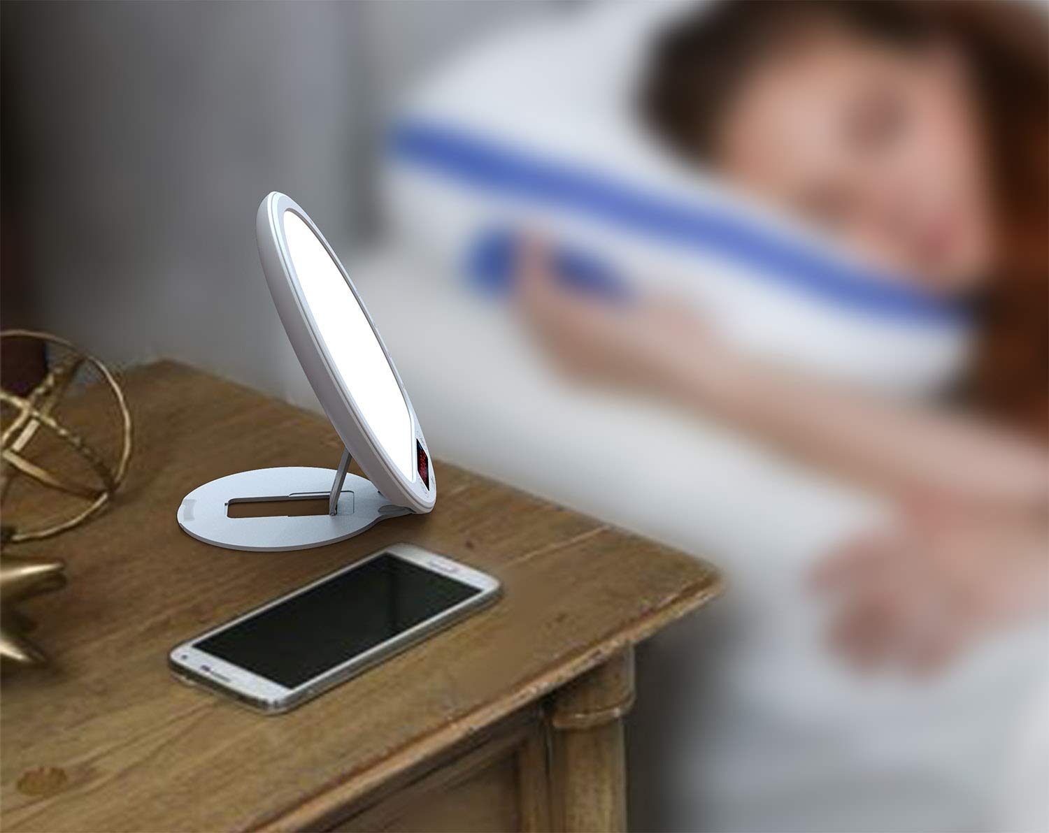 JUXLamp Light Therapy Lamp - 10000 Lux UV-Free Sunrise Alarm Clock with Bioclock Adjustment & APP Control, Portable Built-in Lithium Battery - Perfect for SAD Relief, Sleep Improvement & Natural Wake-Up Light Therapy
