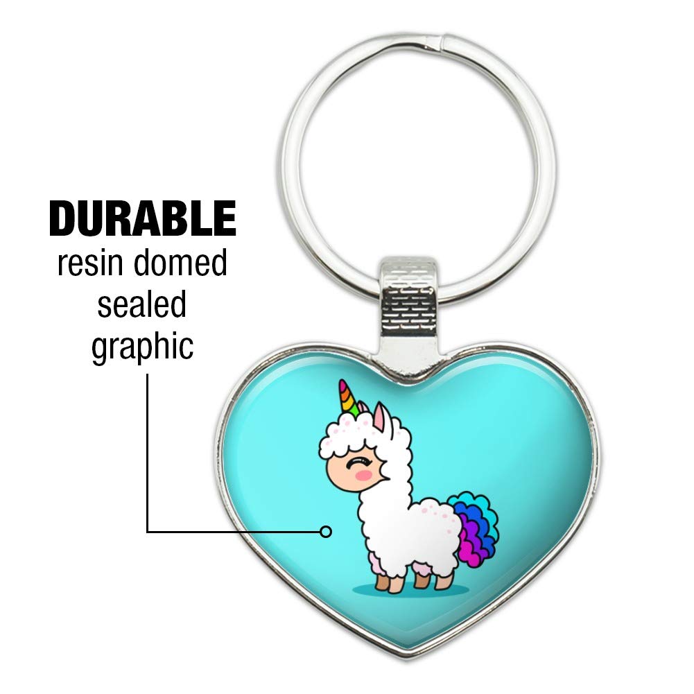Kawaii Rainbow Llama Unicorn Keychain - Cute Heart Love Metal Key Ring for Backpacks, Gifts & Key Organization | Unique Kawaii Accessory for Girls, Teens & Women