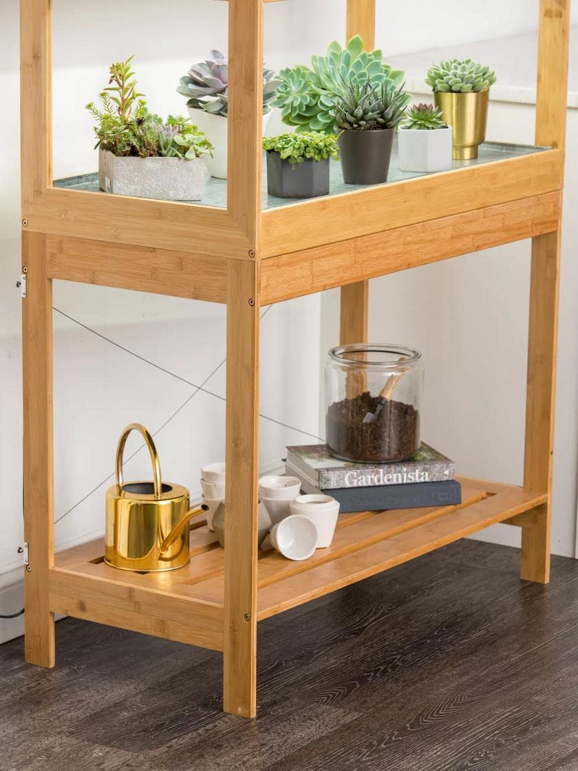 Premium Bamboo Grow Light Stand for Indoor Plants - Adjustable Height for Herbs, Succulents & Seedlings | Perfect for Hydroponics, Greenhouses & Home Gardening