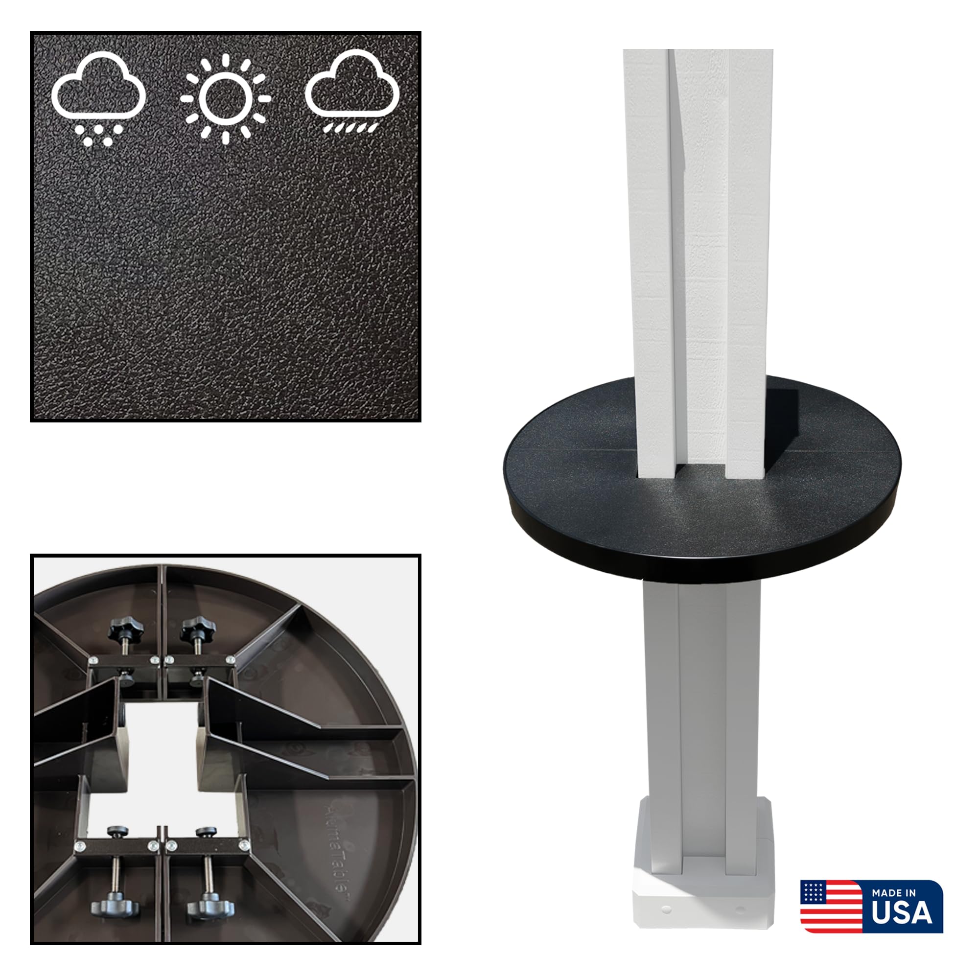 ALUMATABLE™ White Alumawood Patio Cover Post Table - Outdoor Dining & Entertaining Furniture for Backyard, Deck, and Garden