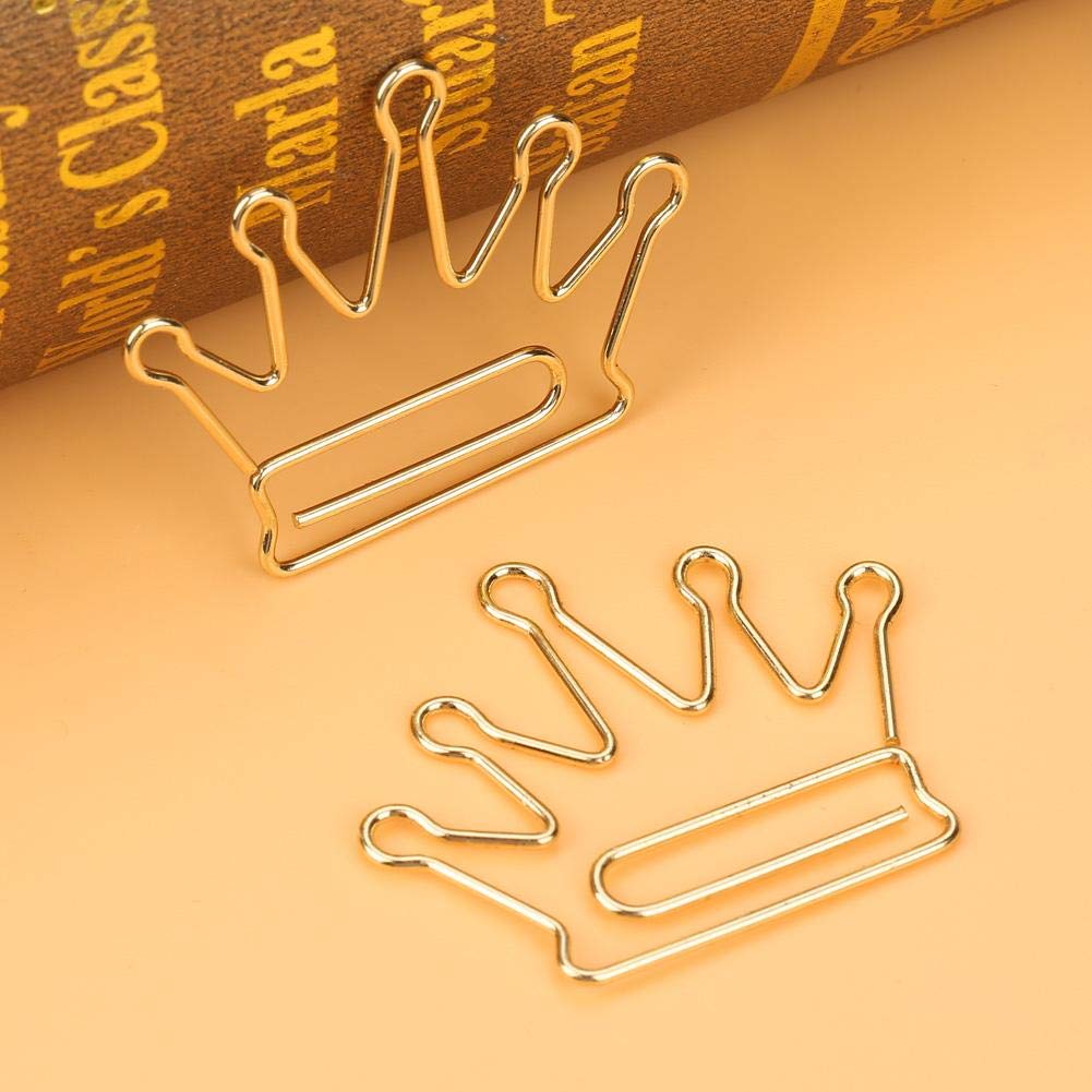 10Pcs Crown Shape Metal Paper Clips - Gold & Silver Bookmark Clips for Office, School, Scrapbooking - Document Organizer, Page Markers for Notebooks, Planners, and Journals