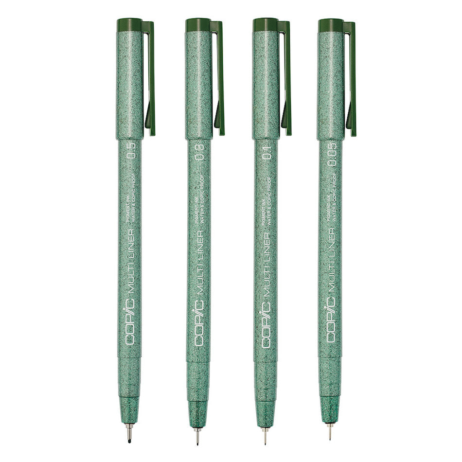 Copic MultiLiner Drawing Pen Set - 4 Pack with Olive Ink - Perfect for Sketching, Illustration & Comic Art