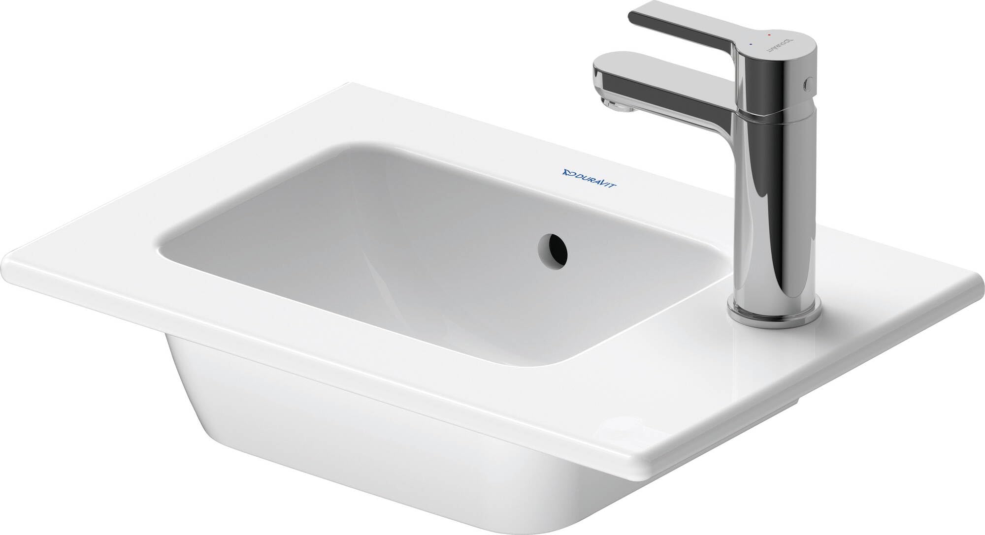 Duravit ME by Starck Small Handrinse Sink White - Compact Bathroom Sink for Powder Rooms, Guest Baths & Small Spaces | Modern Minimalist Design