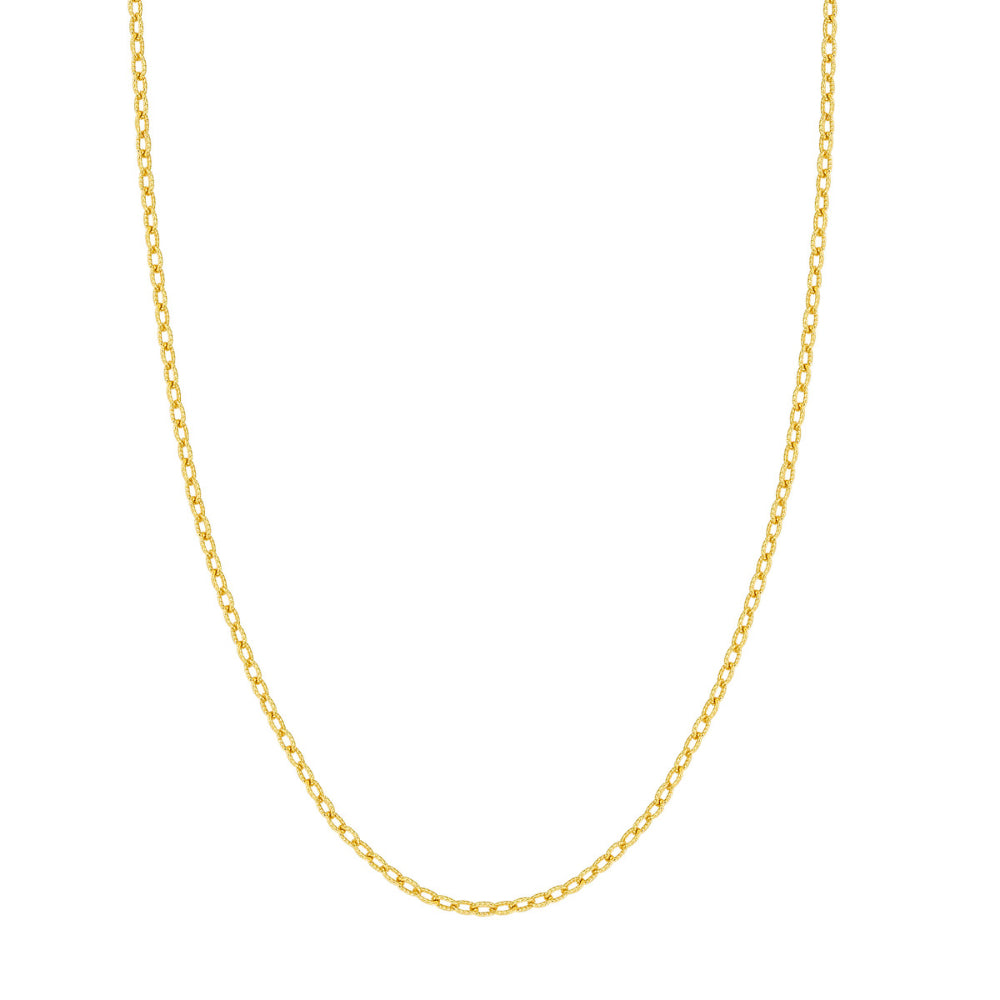14K Gold Designer Rolo Chain Necklace - 18 Inch Solid Gold Rope Chain for Women - Perfect for Layering, Gift Giving & Everyday Elegance