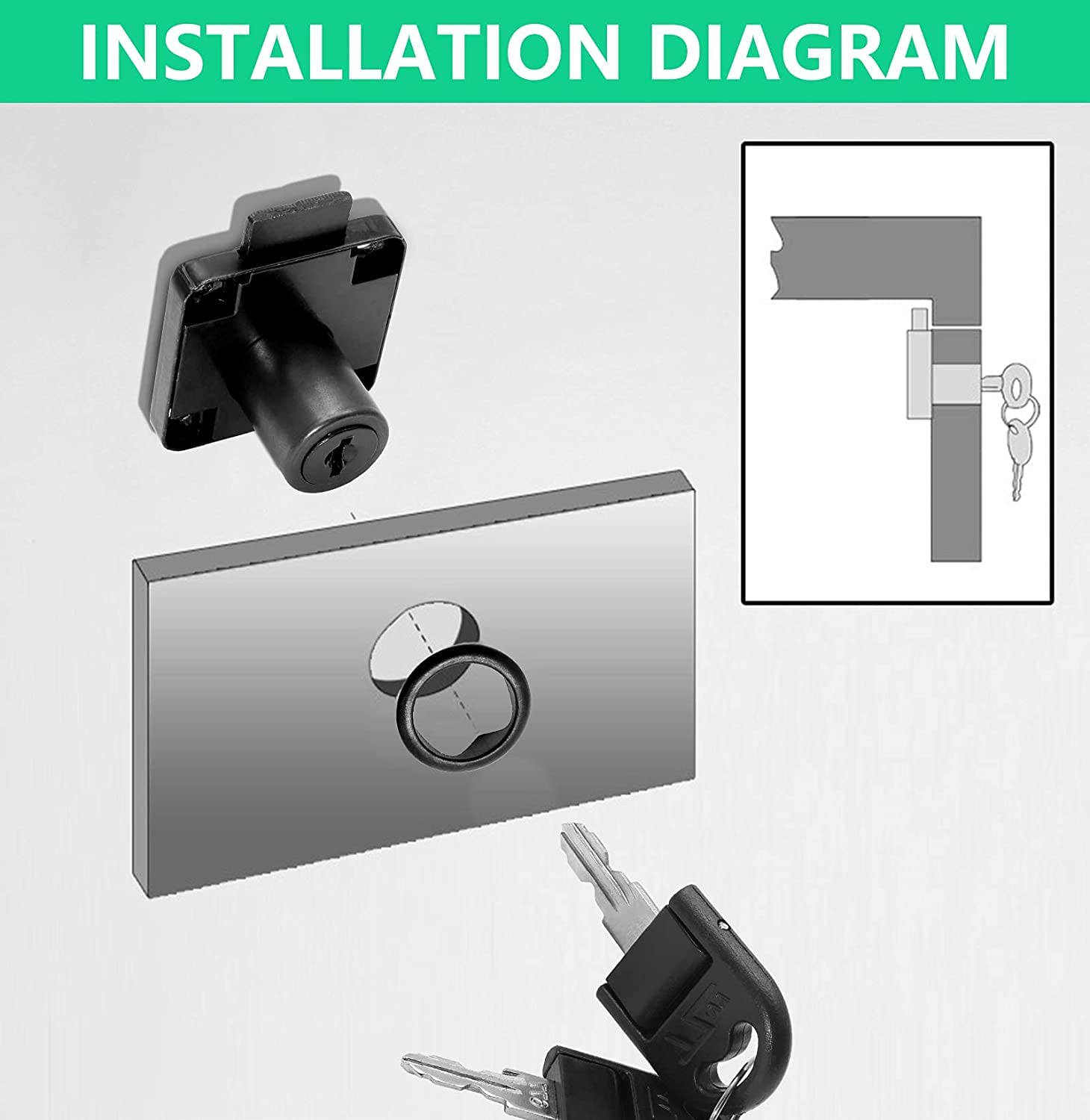 4-Pack Black Drawer Locks with Keys - 0.75