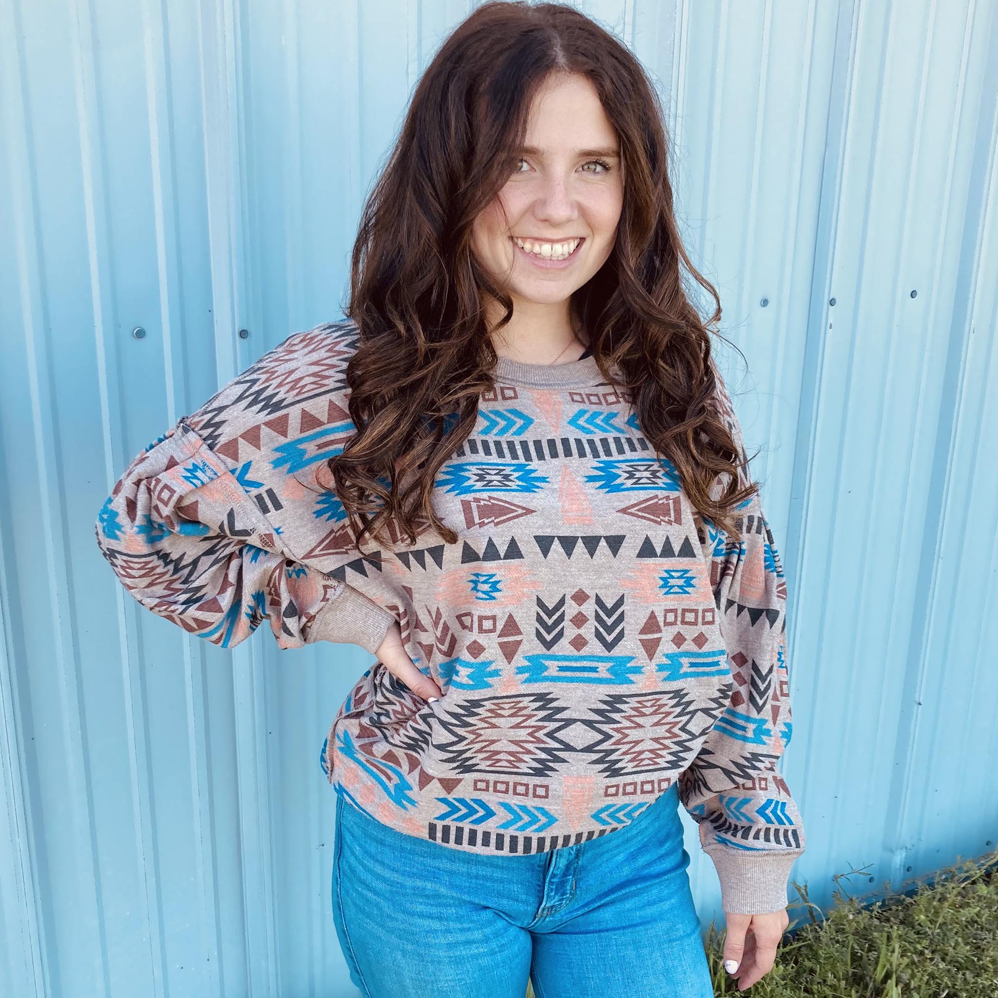 Ariat Women's Natural Aztec Vista Sweatshirt - Soft Pullover Hoodie for Casual Wear & Outdoor Activities - Perfect for Hiking, Camping & Everyday Comfort