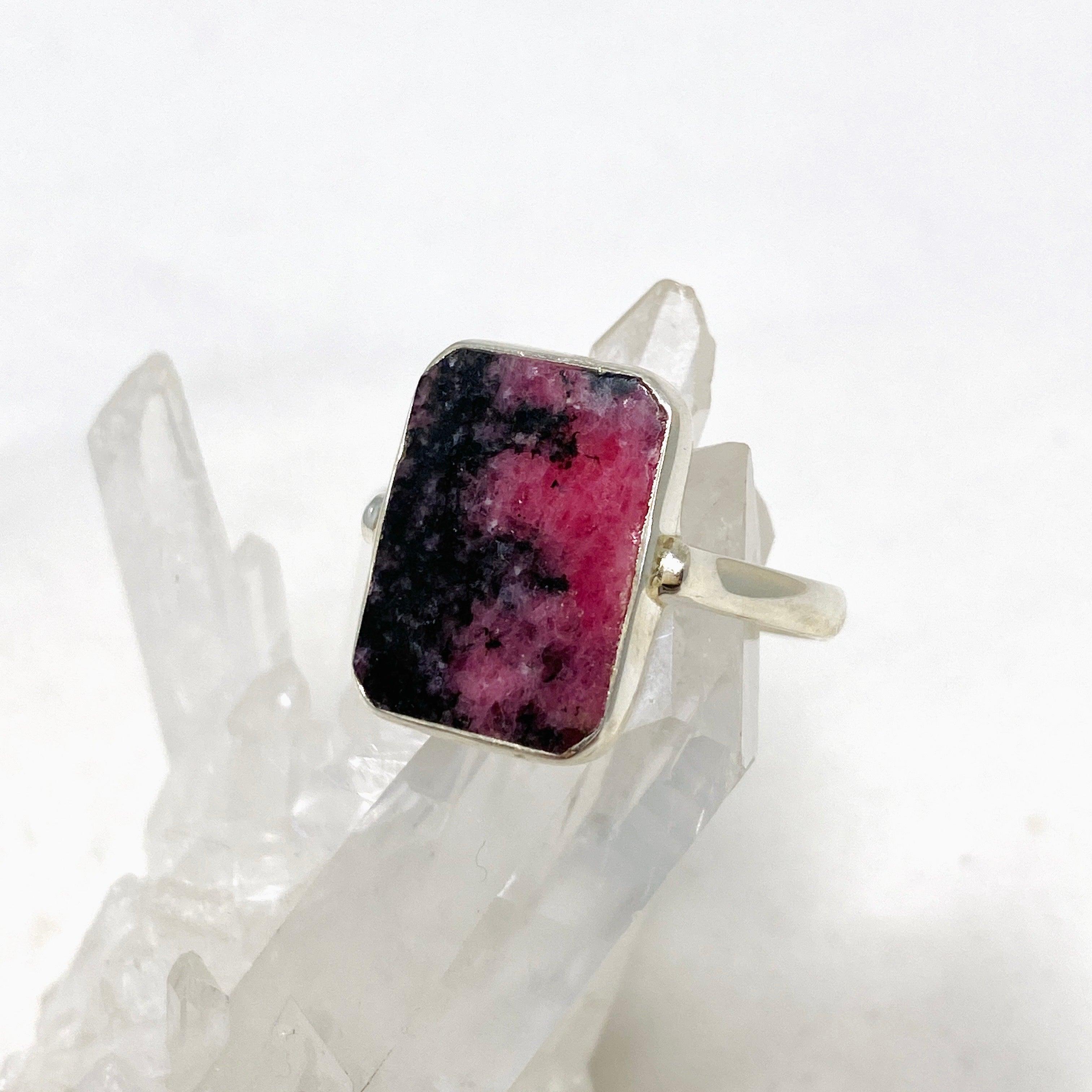 Rhodonite Rectangle Ring Size 11 KRGJ3213 | Healing Crystal Jewelry for Women | Perfect for Meditation, Energy Balancing & Spiritual Gifts