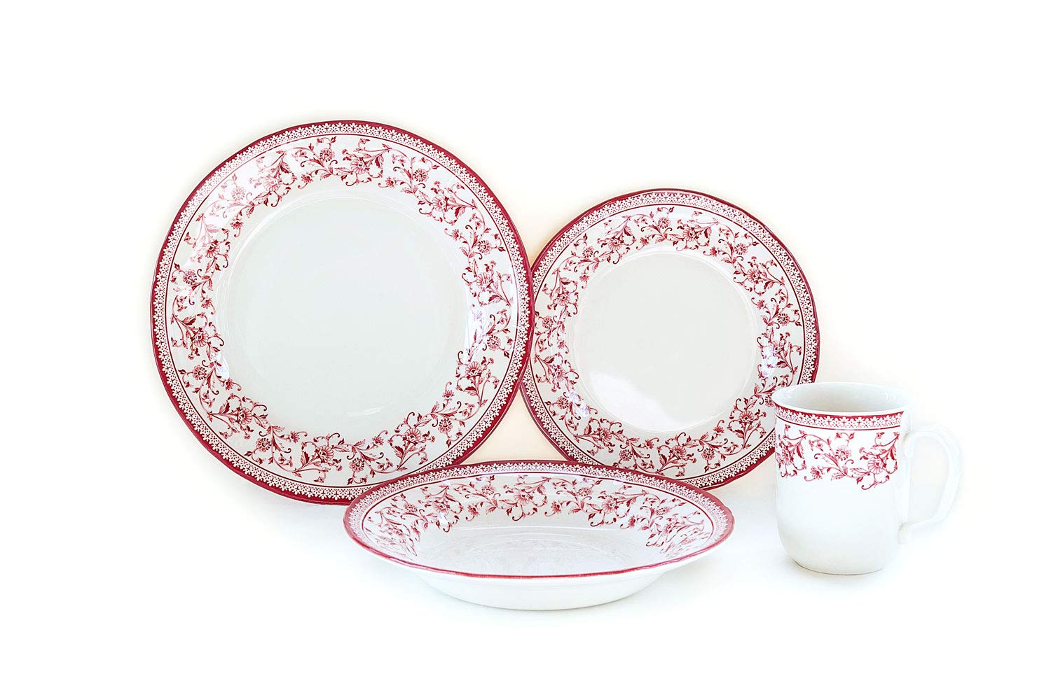 Tudor Royal Collection 24-Piece Premium Round Porcelain Dinnerware Set, Service for 6 - ASTER PINK | Elegant Tableware for Fine Dining, Dinner Parties & Holiday Entertaining