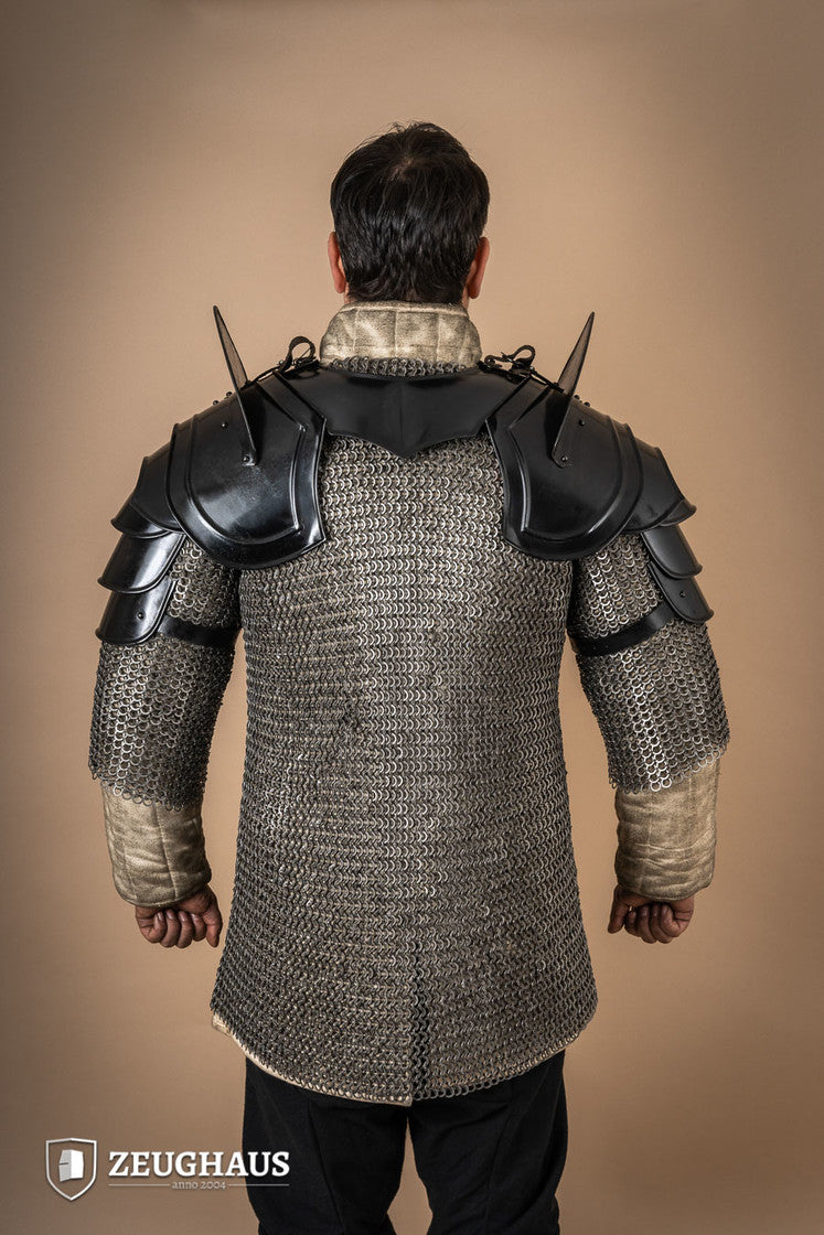 Pauldrons Warrior with Bladebreakers Burnished - Medieval Armor Shoulder Guards for Cosplay, LARP & Renaissance Fairs - Perfect for Costume Parties & Historical Reenactments