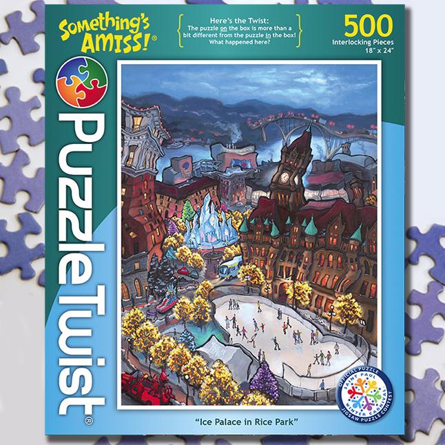 500-Piece Jigsaw Puzzle - Ice Palace in Rice Park from Something's Amiss! Series | Challenging Puzzle for Adults & Teens | Perfect for Family Game Night & Winter-Themed Decor