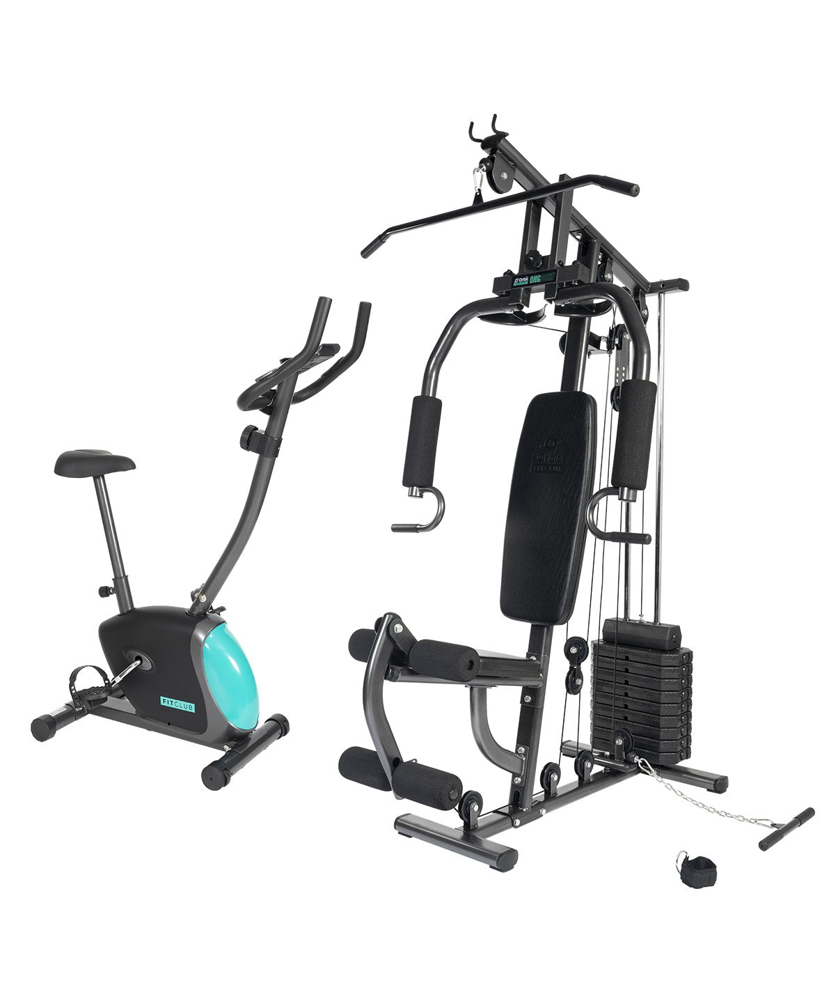 FitClub Home Gym & Exercise Bike Set - Full Body Workout Equipment for Home Fitness & Cardio Training - Perfect for Small Spaces & Home Workouts