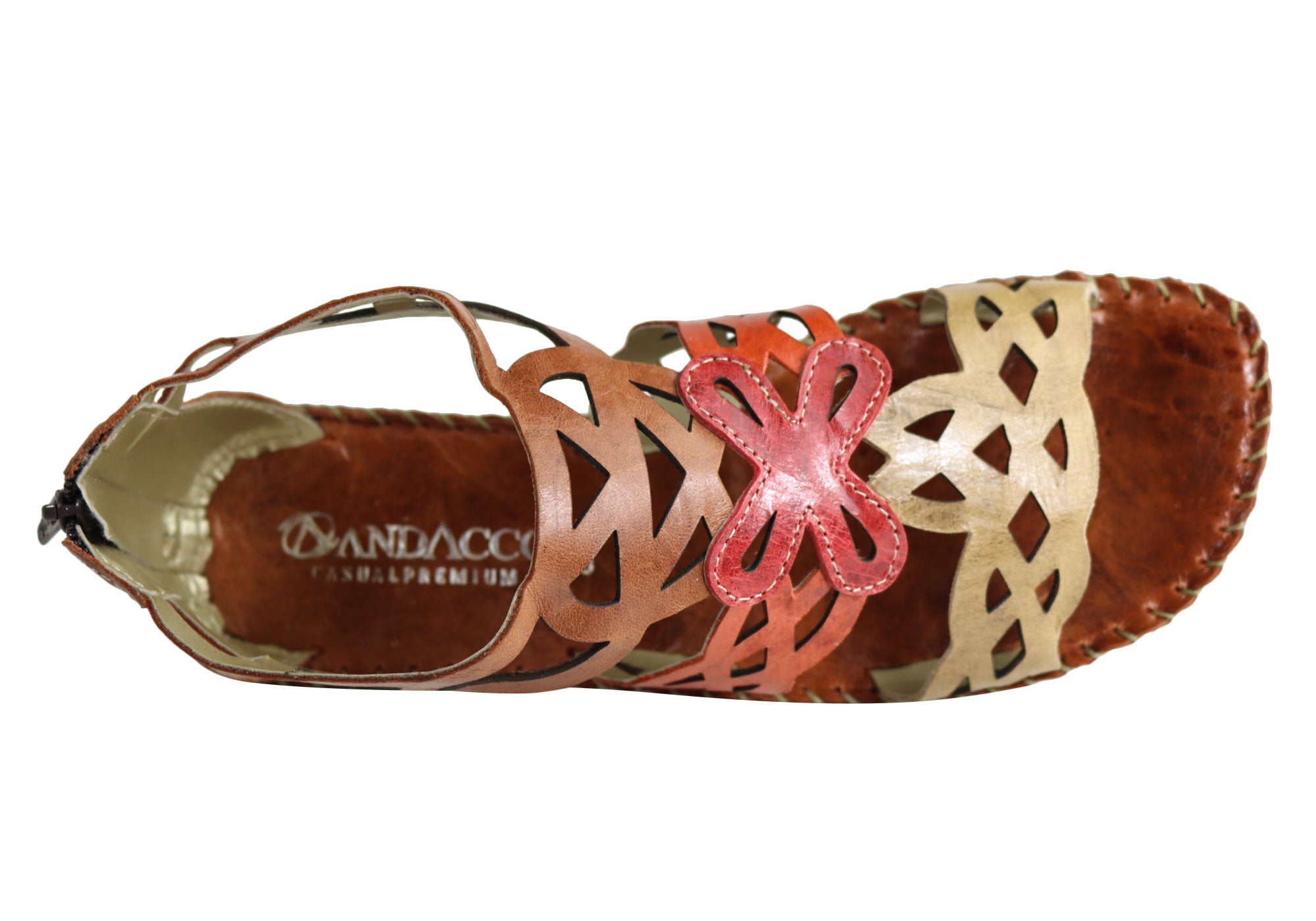 Andacco Betti Women's Comfortable Flat Leather Sandals - Handmade in Brazil - Perfect for Beach, Vacation & Summer Outfits