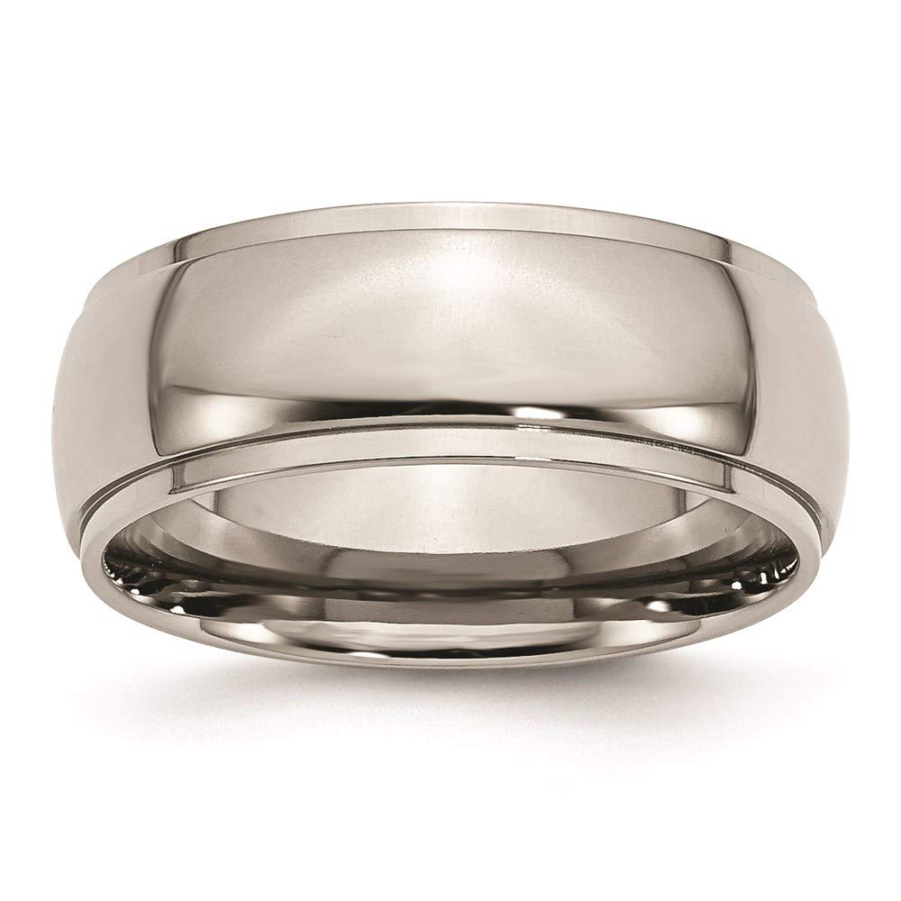 8mm Titanium Ridged Edge Wedding Band Ring for Women - Durable Bridal Engagement Ring, Hypoallergenic Fine Jewelry Gift for Her - Perfect for Anniversaries, Proposals & Special Occasions
