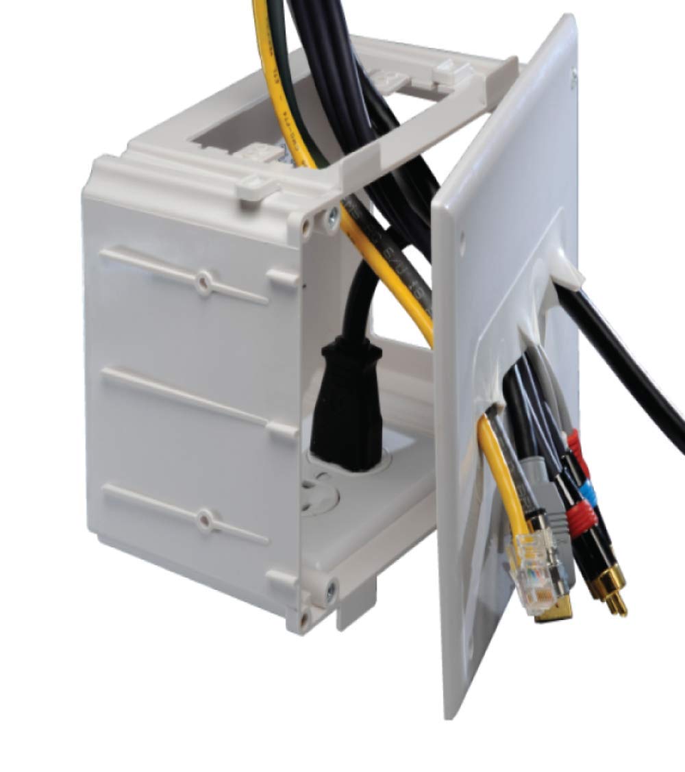 DataComm Electronics 45-0010-WH Recessed Media Box - White | In-Wall Cable Management Solution for Home Theater & Networking Setup